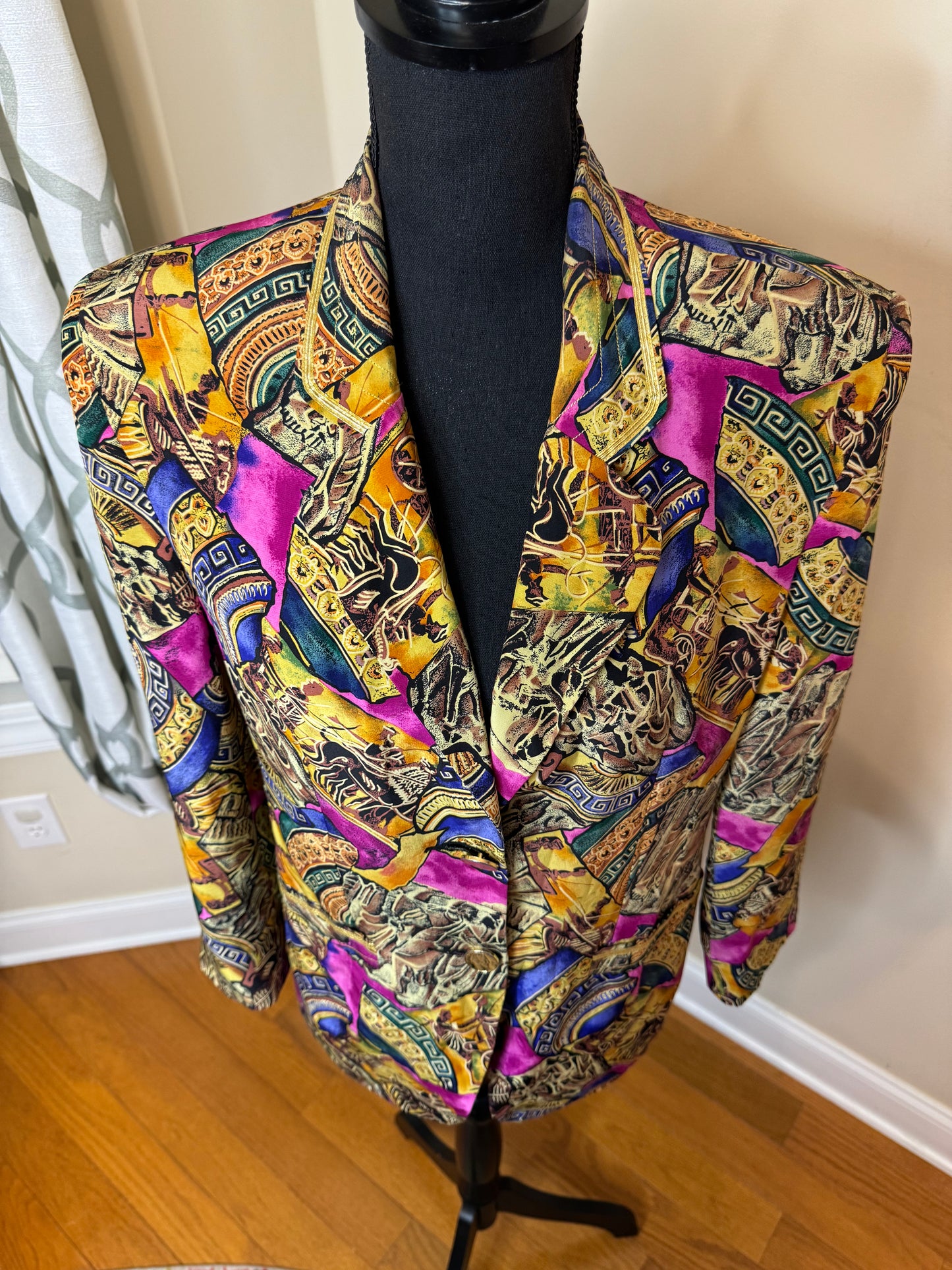 Vintage Abstract Print Blazer
