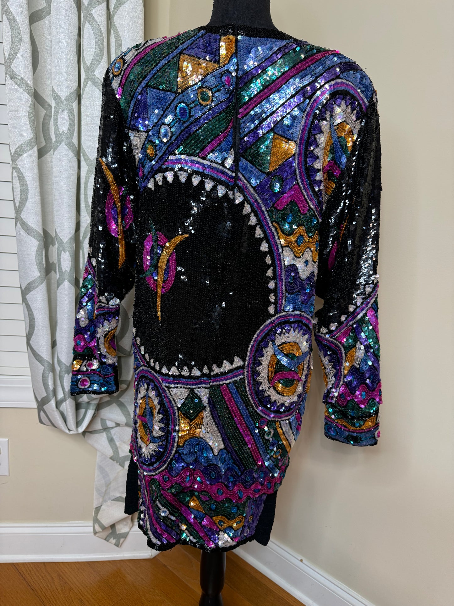 Judith Ann Creations 1980s Sequin Geometric Dress