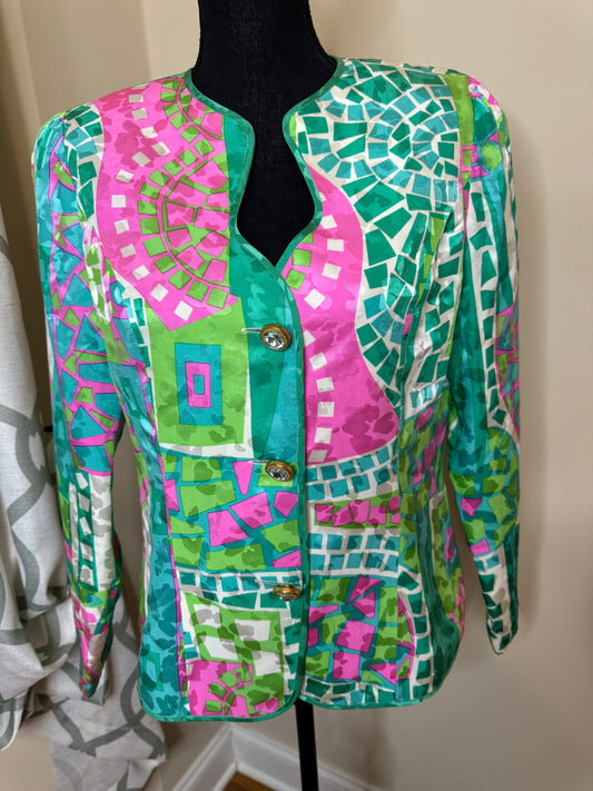 Vintage Anne Crimmins for Umi Collections Abstract Print Blazer