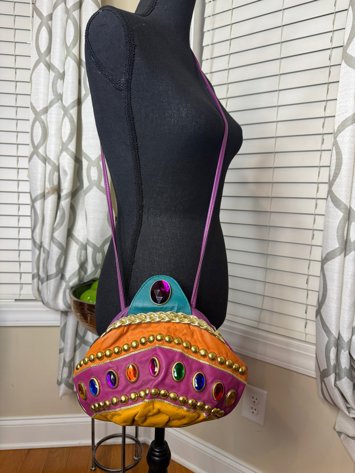Bejeweled Genuine Leather Purse