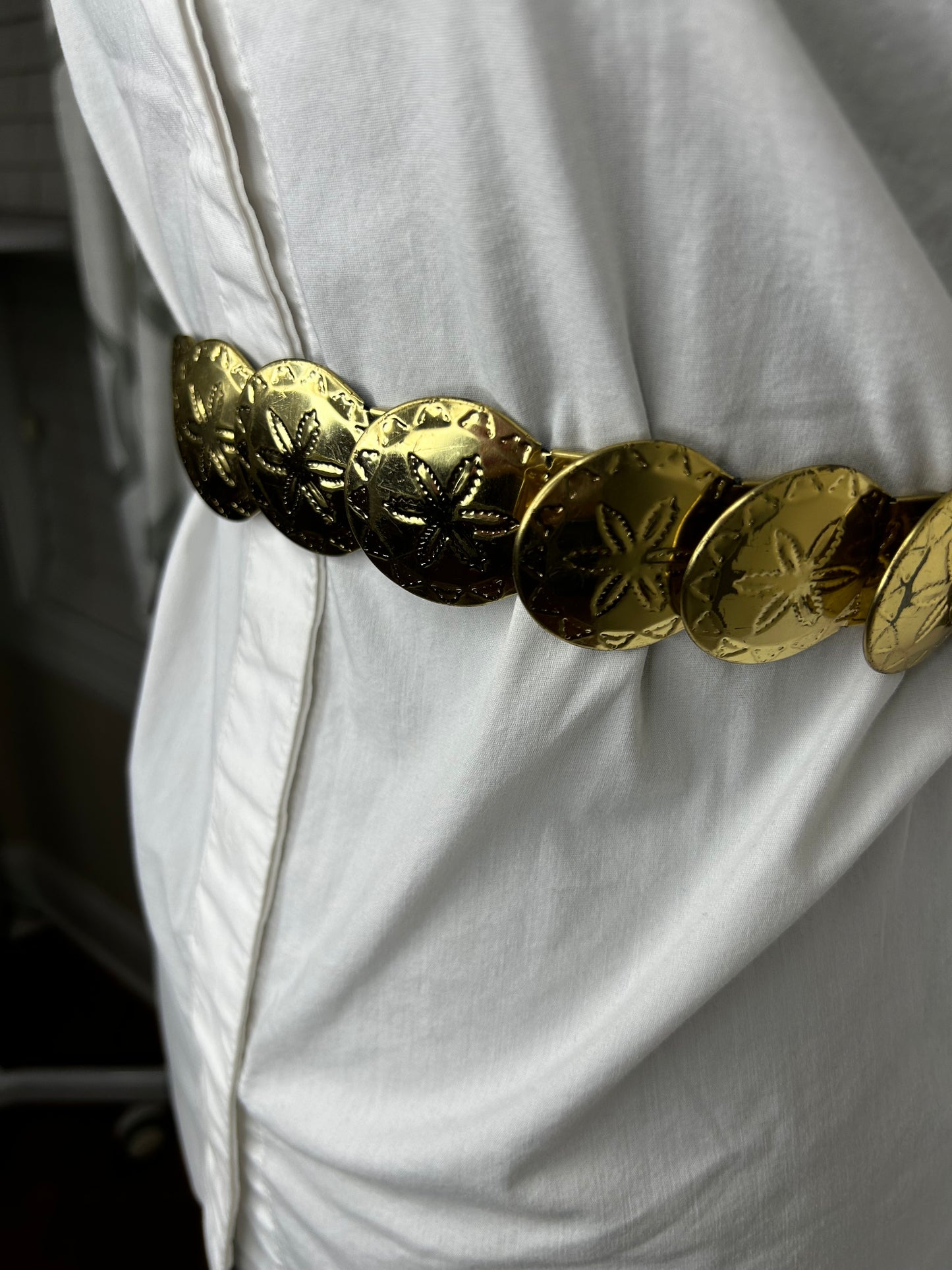 Gold Vintage Coin Belt with Seashell Design
