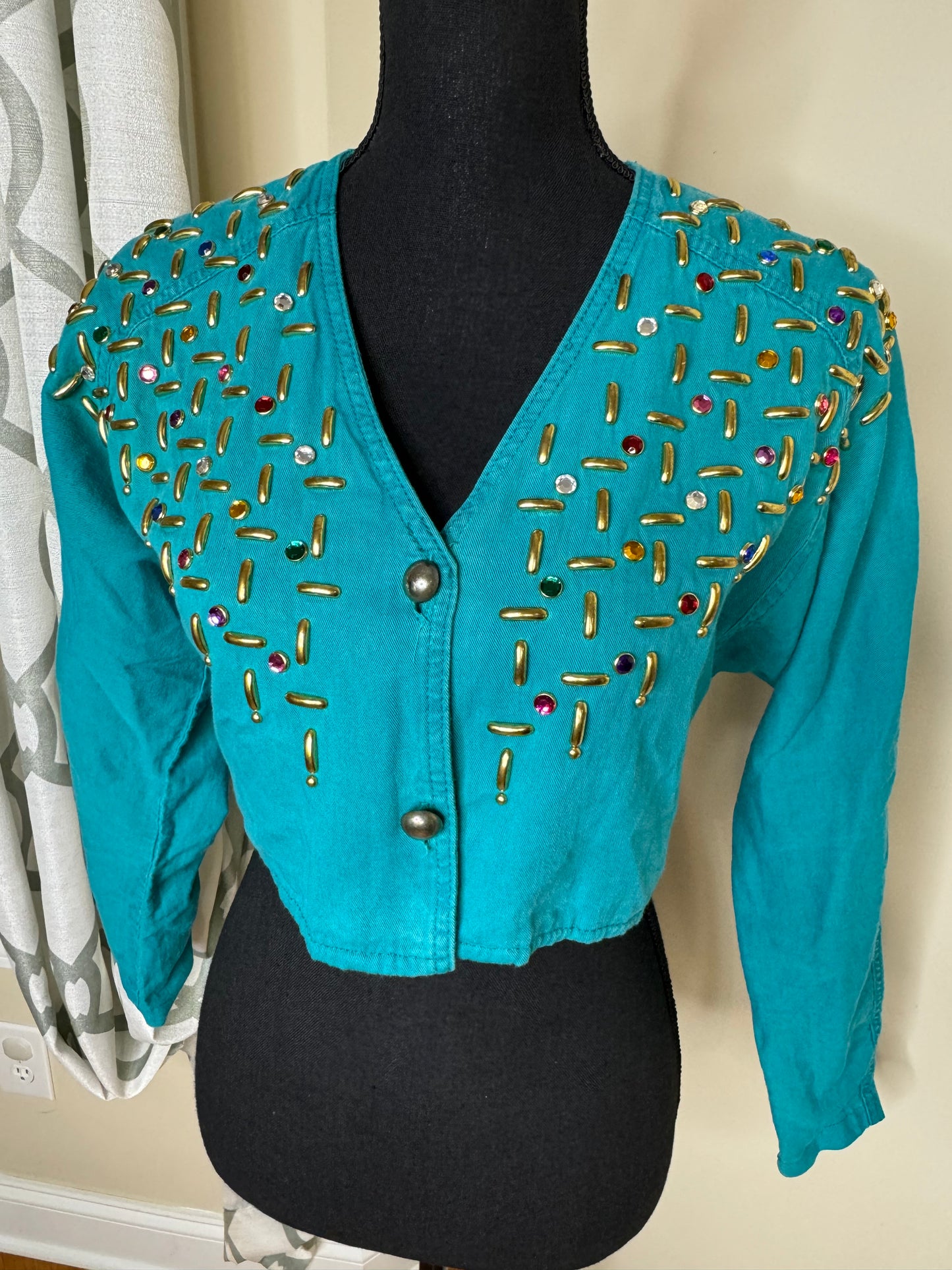 Bingo! Bingo! Vintage Bejeweled Cropped Jacket