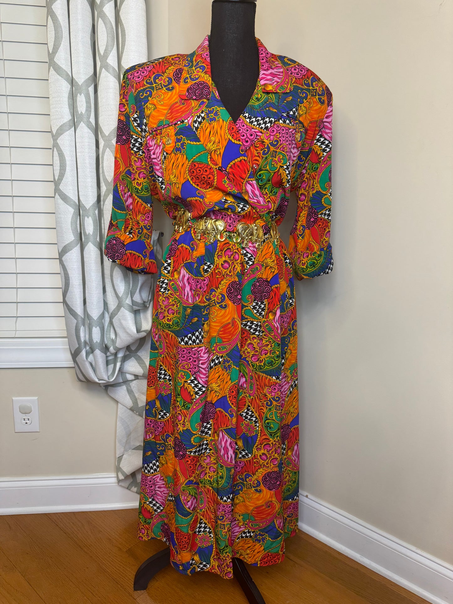 MS CHAUS Abstract Print Vtg Dress