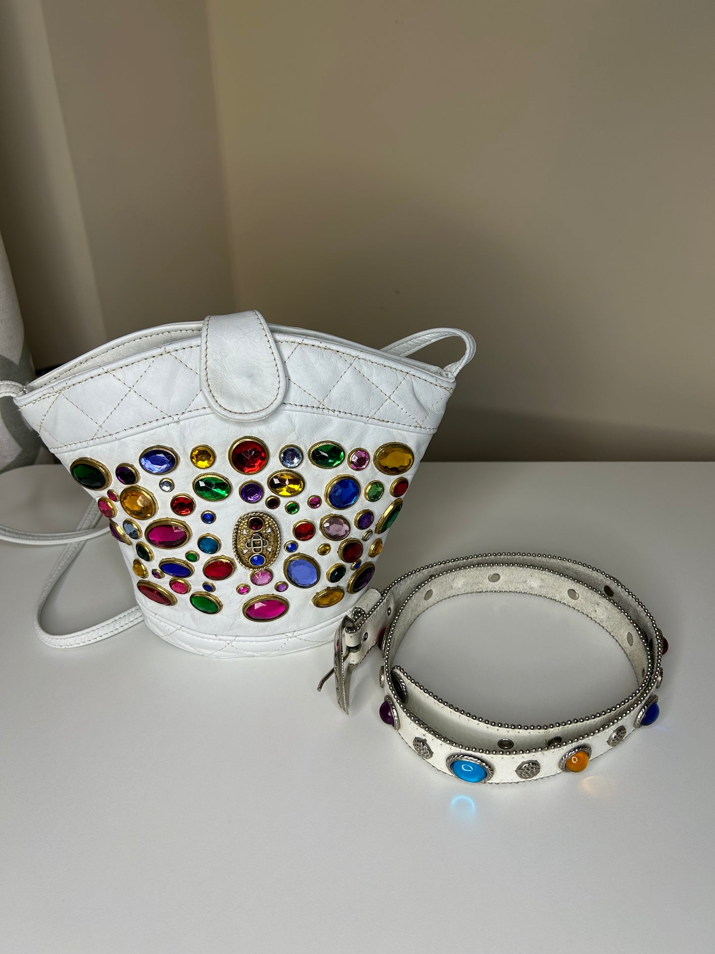 Paul Joseph Jeweled Handbag with Matching Belt