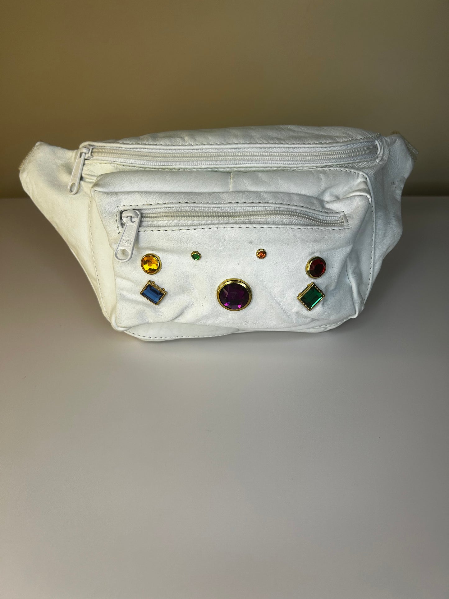 Vintage White Bejeweled Fanny Pack