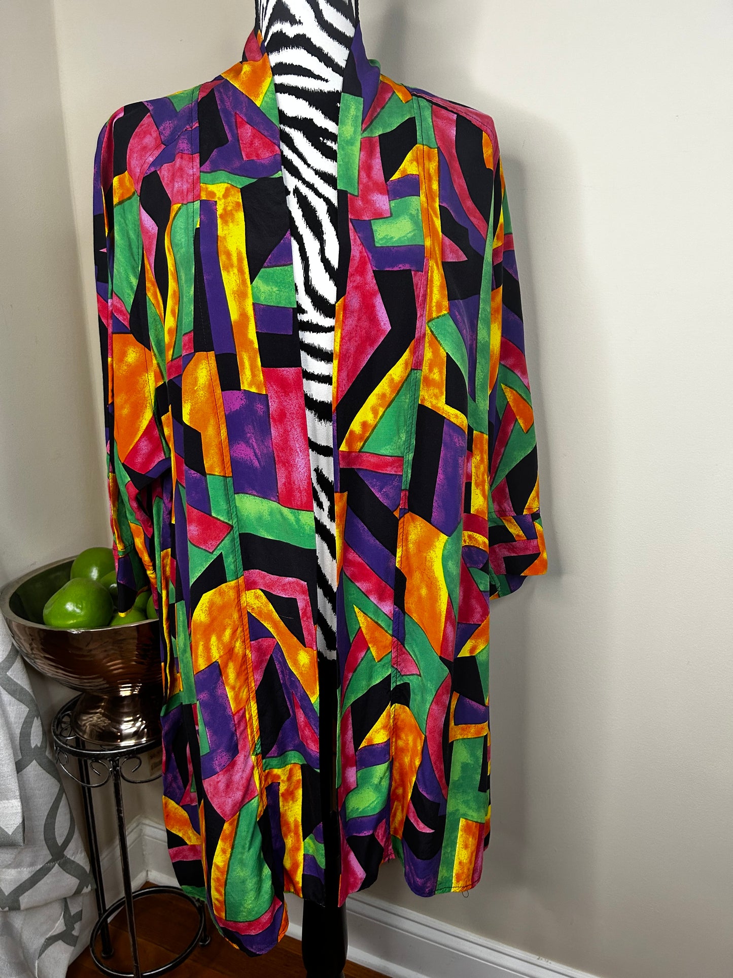 Vintage Dori Abstract Print Open Duster