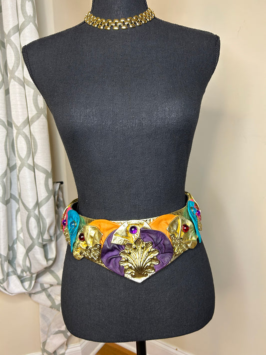 Jeweled Nina Arjani Genuine Leather Belt