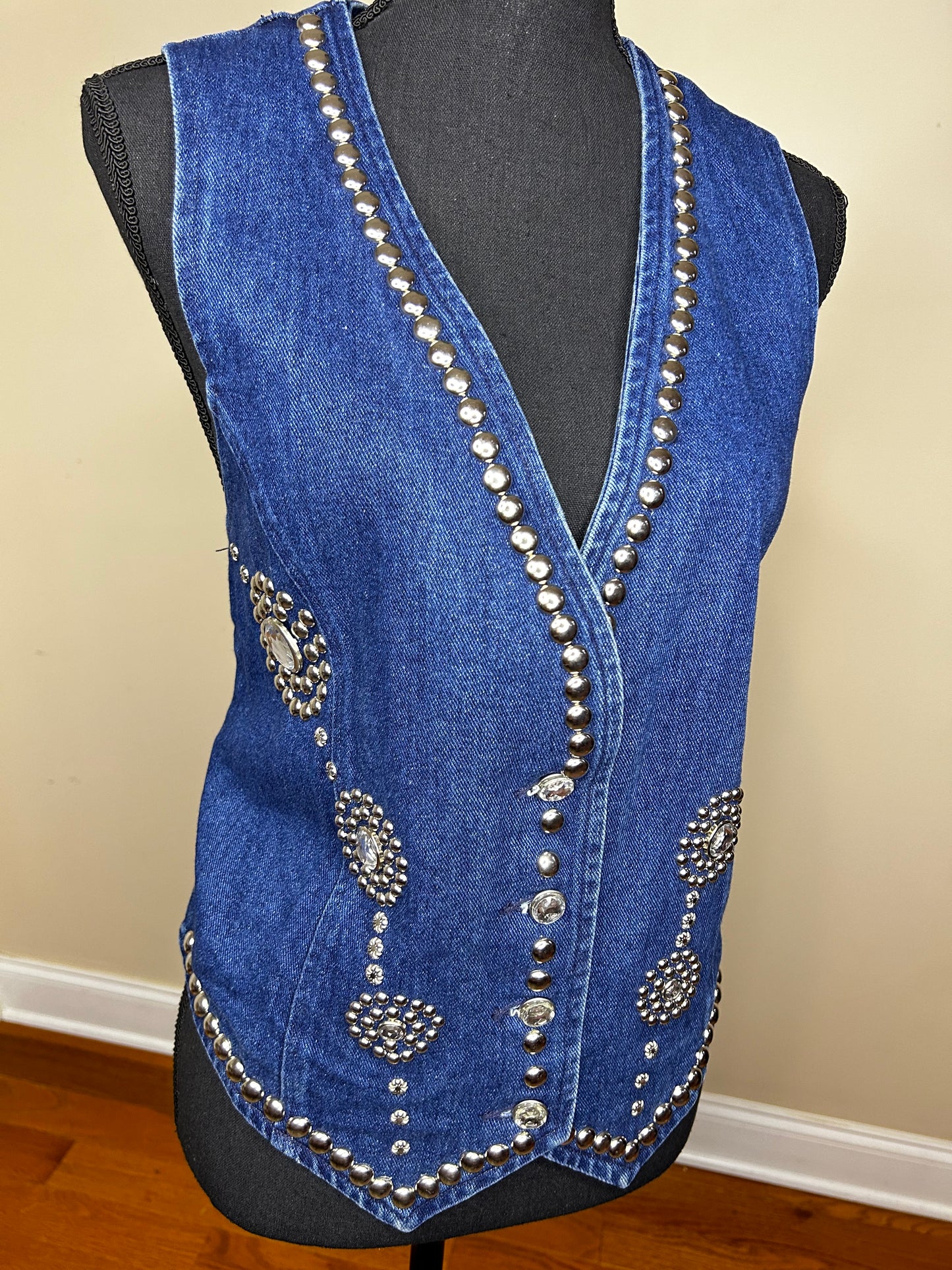 Vintage Apache Studded and Bejeweled Denim Vest