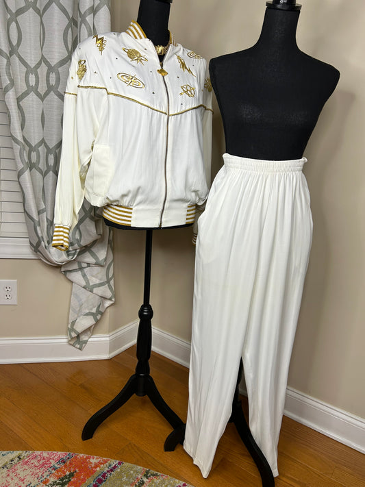 Vintage Gold Label Cache embroidered and Studded Bomber Set