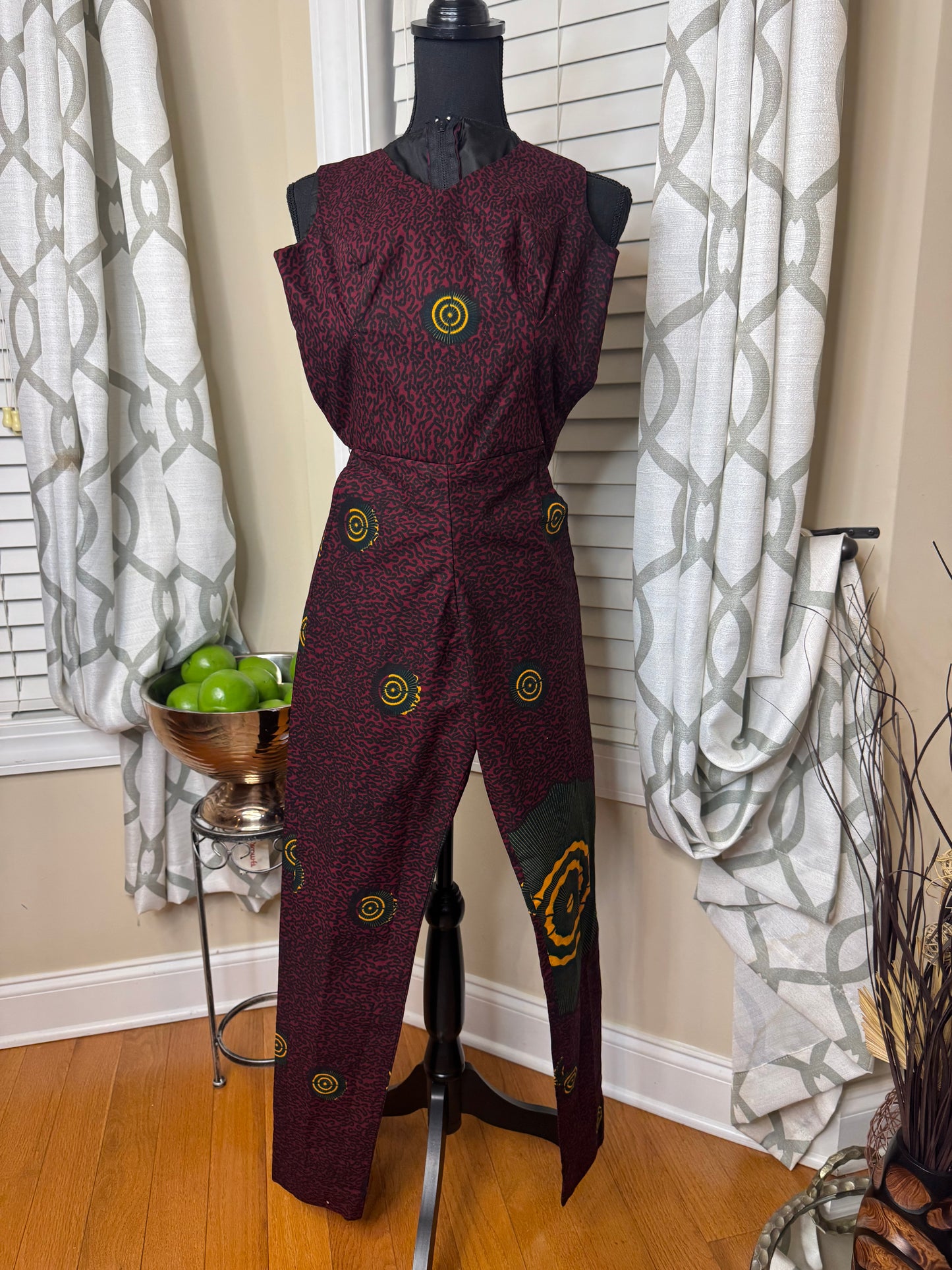 Handmade Ankara Romper with Cape