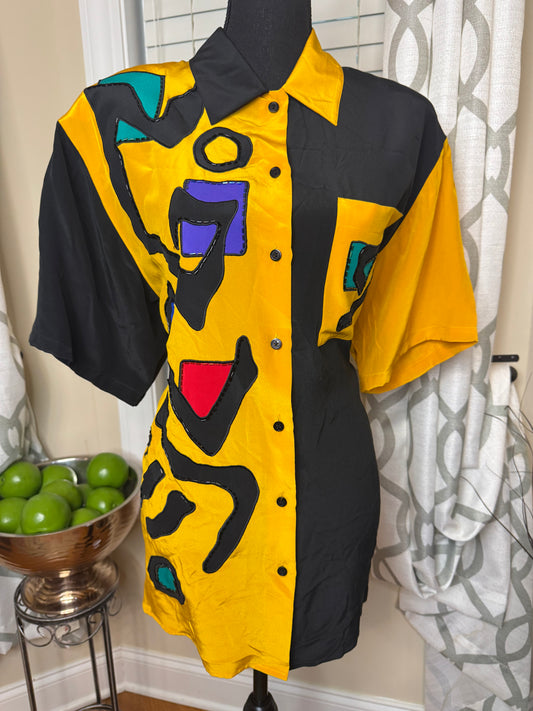 I.B. DIFFUSION Abstract Print Shirt with Sequin Accents