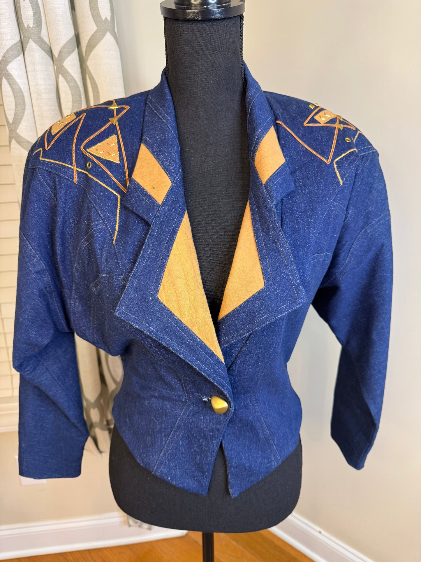 KATSAI Sports Embellished and Embroidered Denim Blazer
