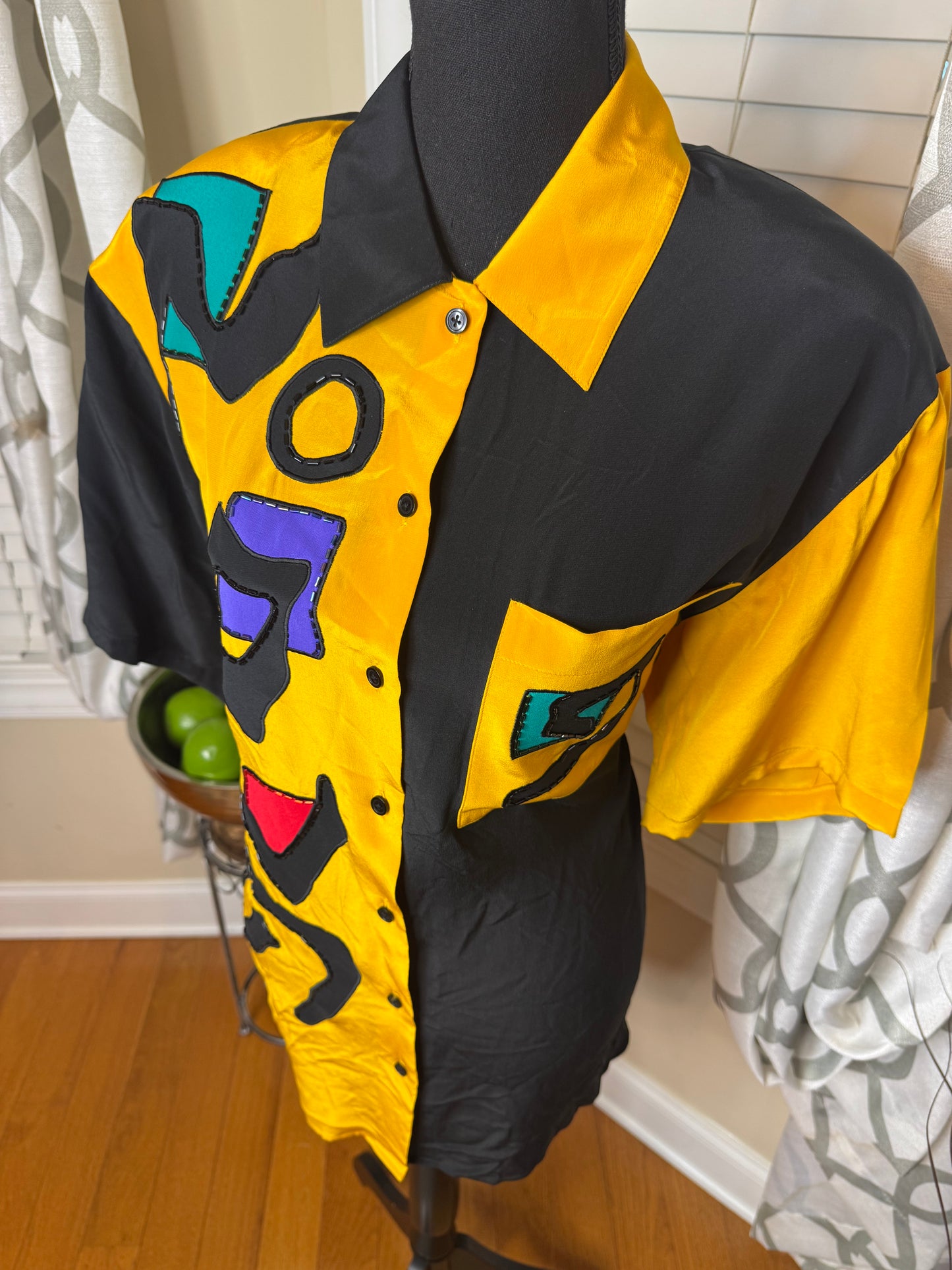 I.B. DIFFUSION Abstract Print Shirt with Sequin Accents