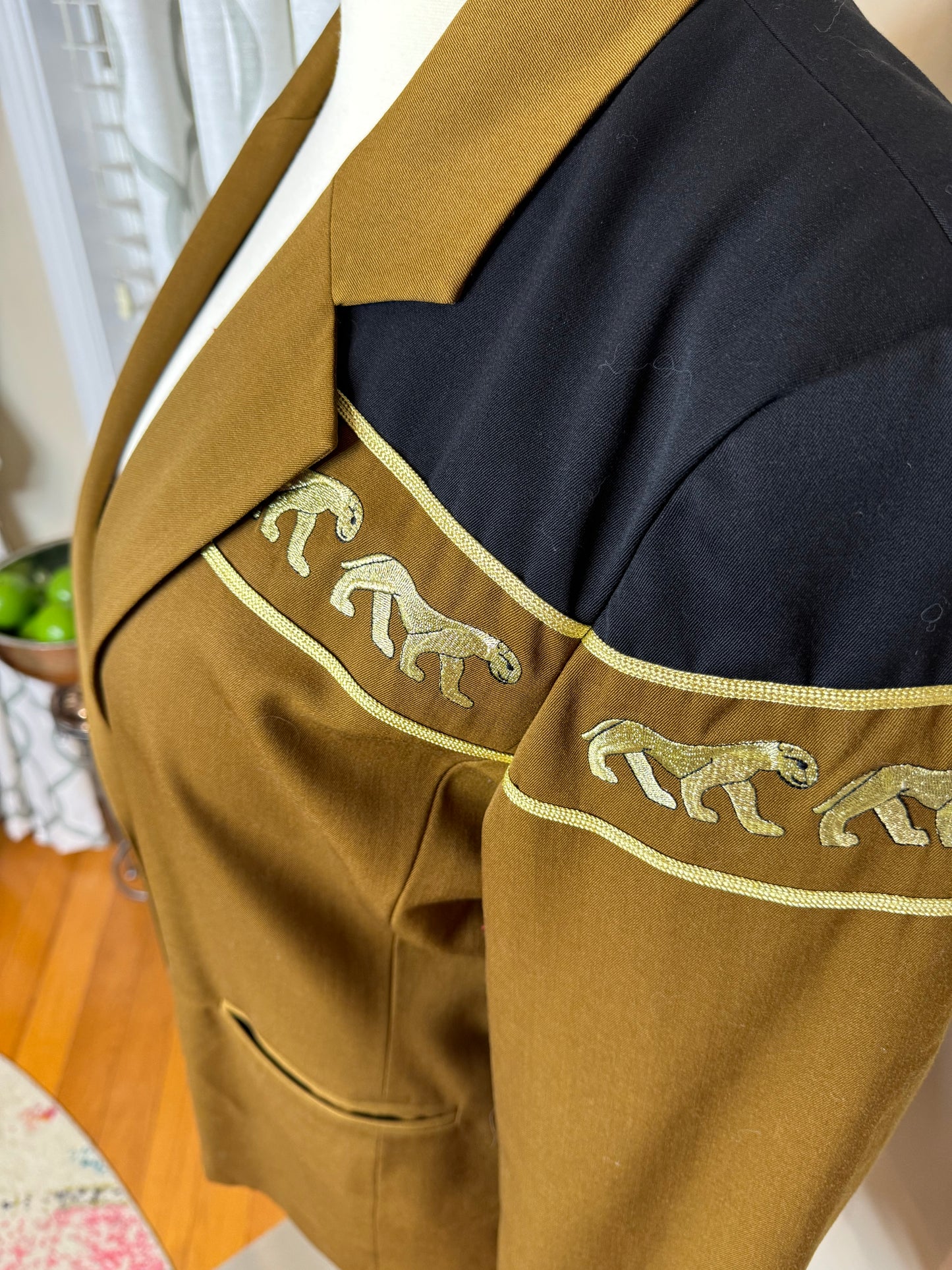 Bloomingdales Plus Size Blazer with Gold Lioness Embroidery