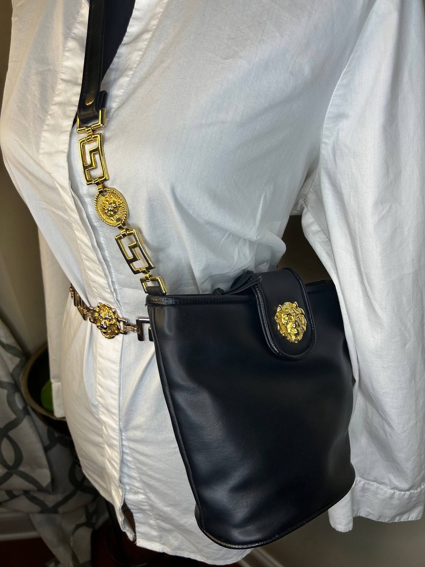 Vintage Lion Head Belt with Matching Lion Head Handbag