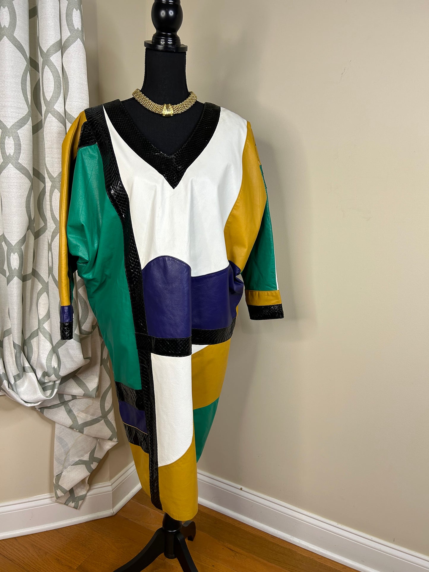 EREZ Colorblock Leather Dress