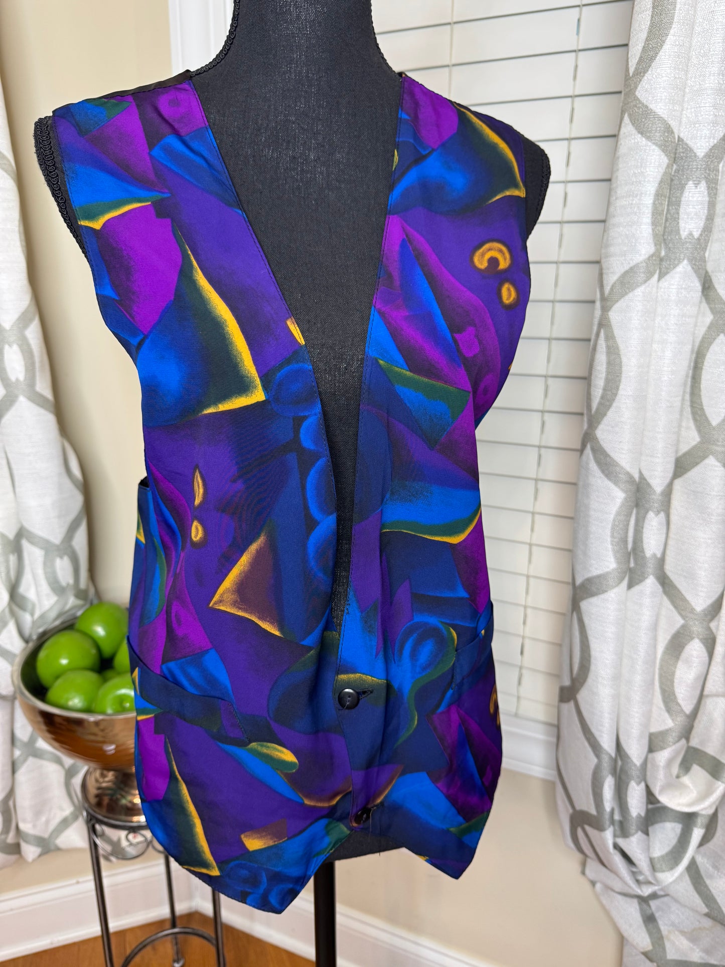 Vintage Lattitudes Abstract Print Vest