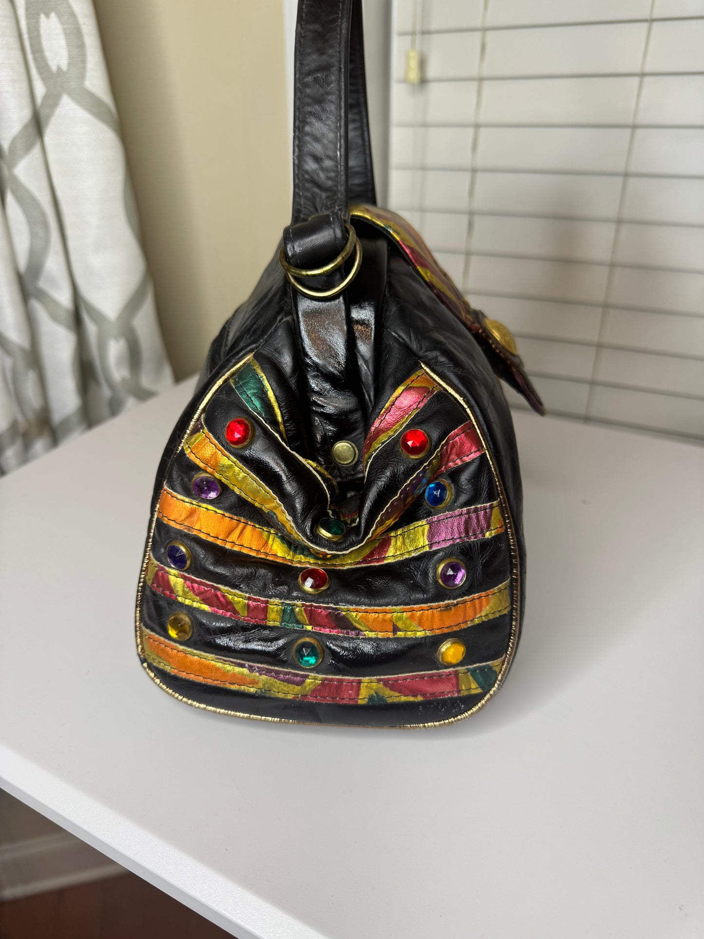 Bejeweled Vintage Abstract Painted Purse