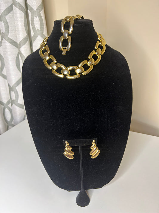 Vintage Necklace and Bracelet Set with Earrings