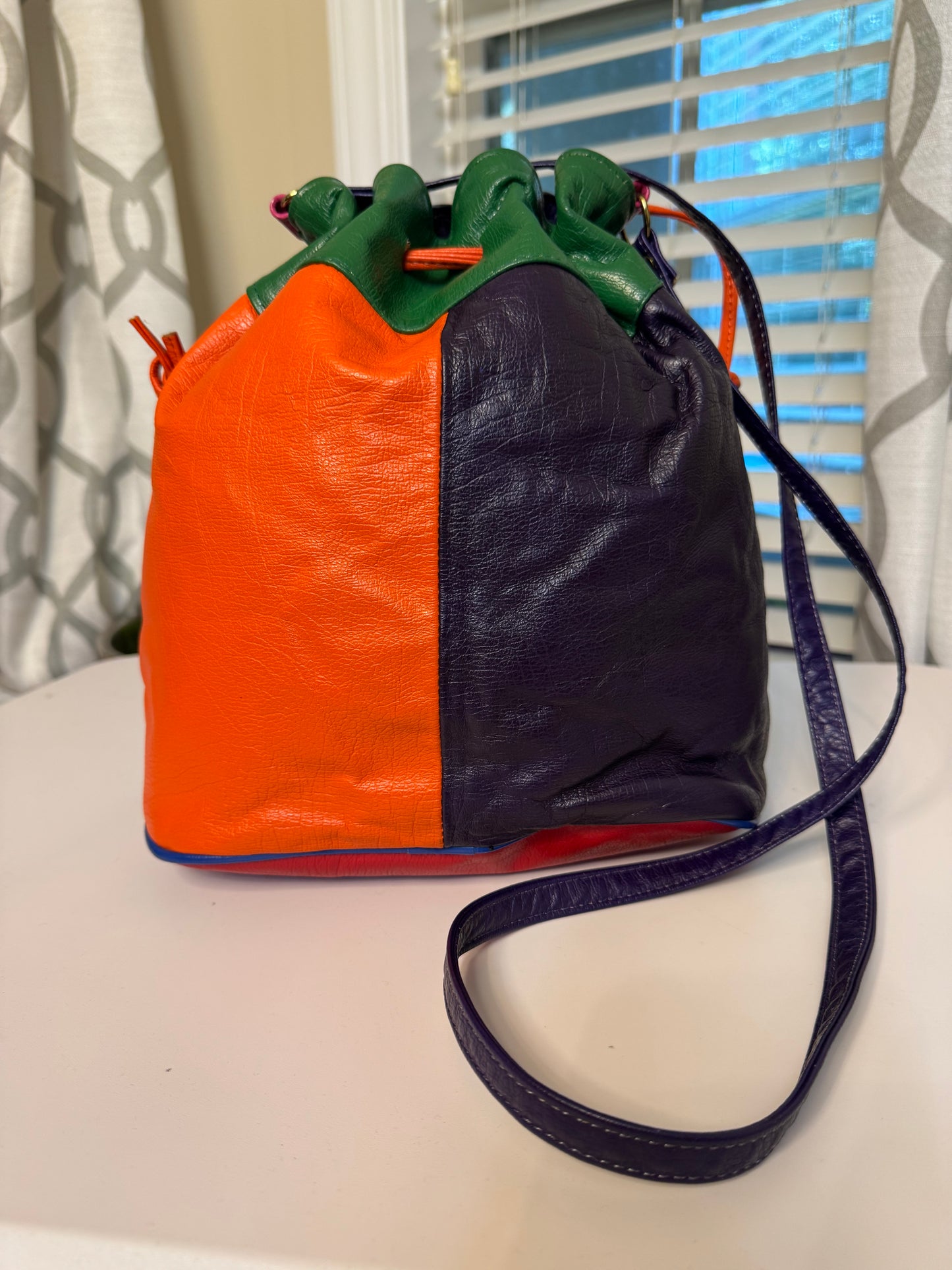 Genuine Leather Bejeweled Vintage Bucket Bag