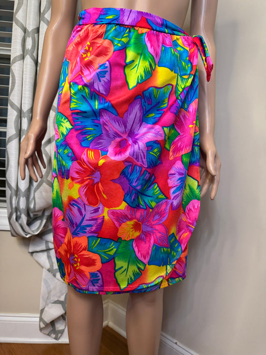 Vtg Floral Print Swim Wrap