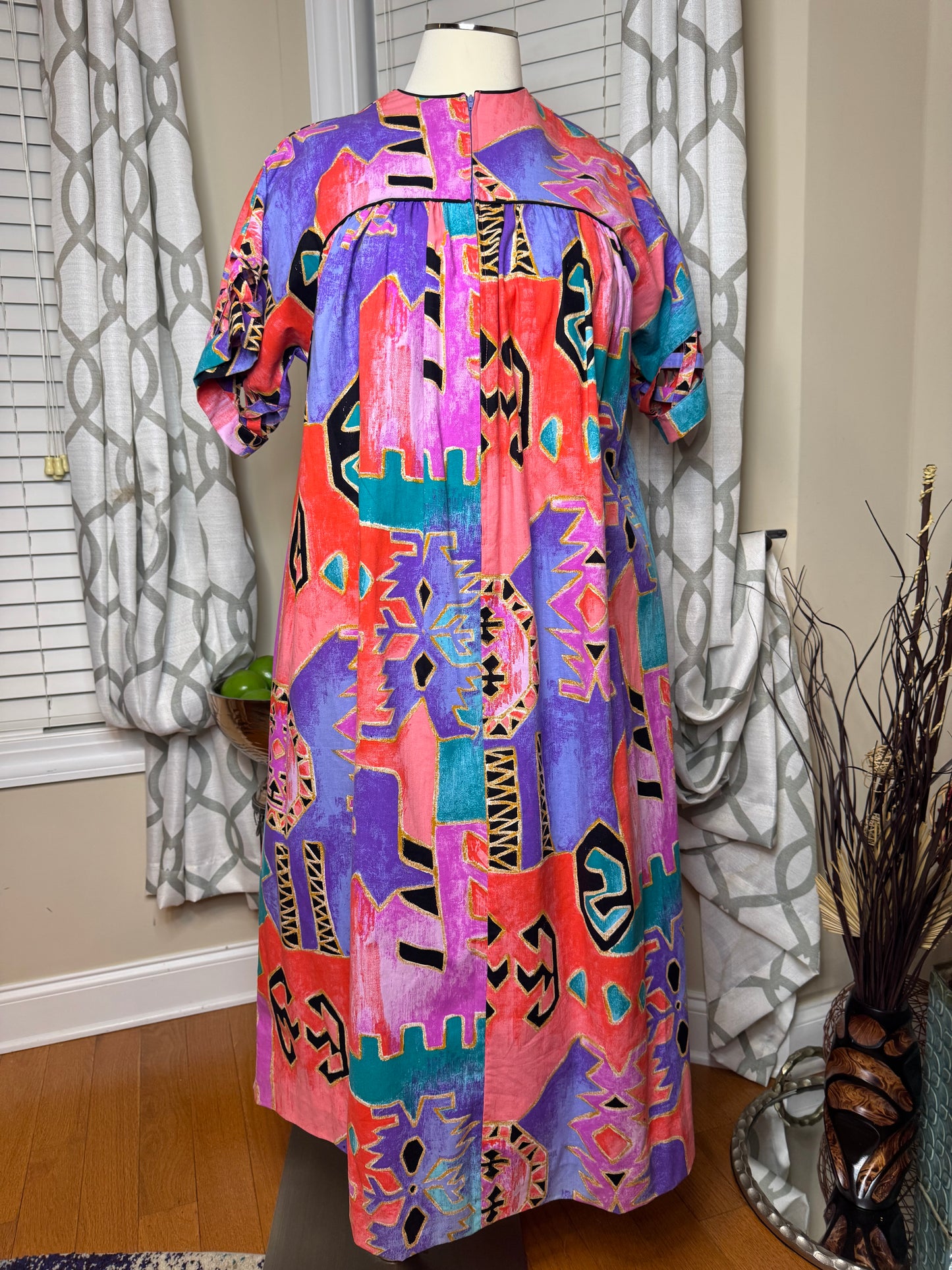 Vintage David Brown of California Abstract Print Kaftan