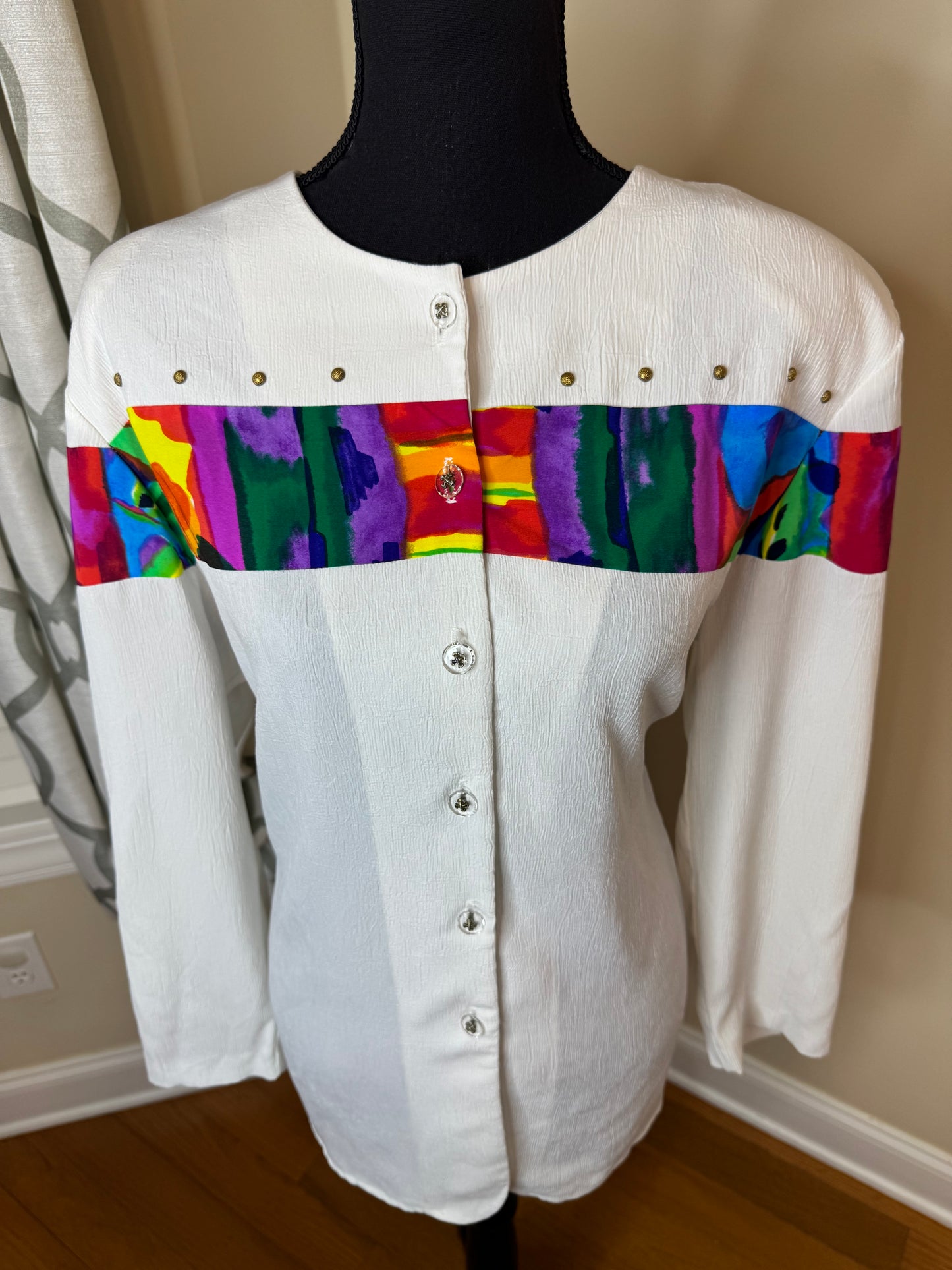 Vintage Jordana Abstract Trimmed Shirt