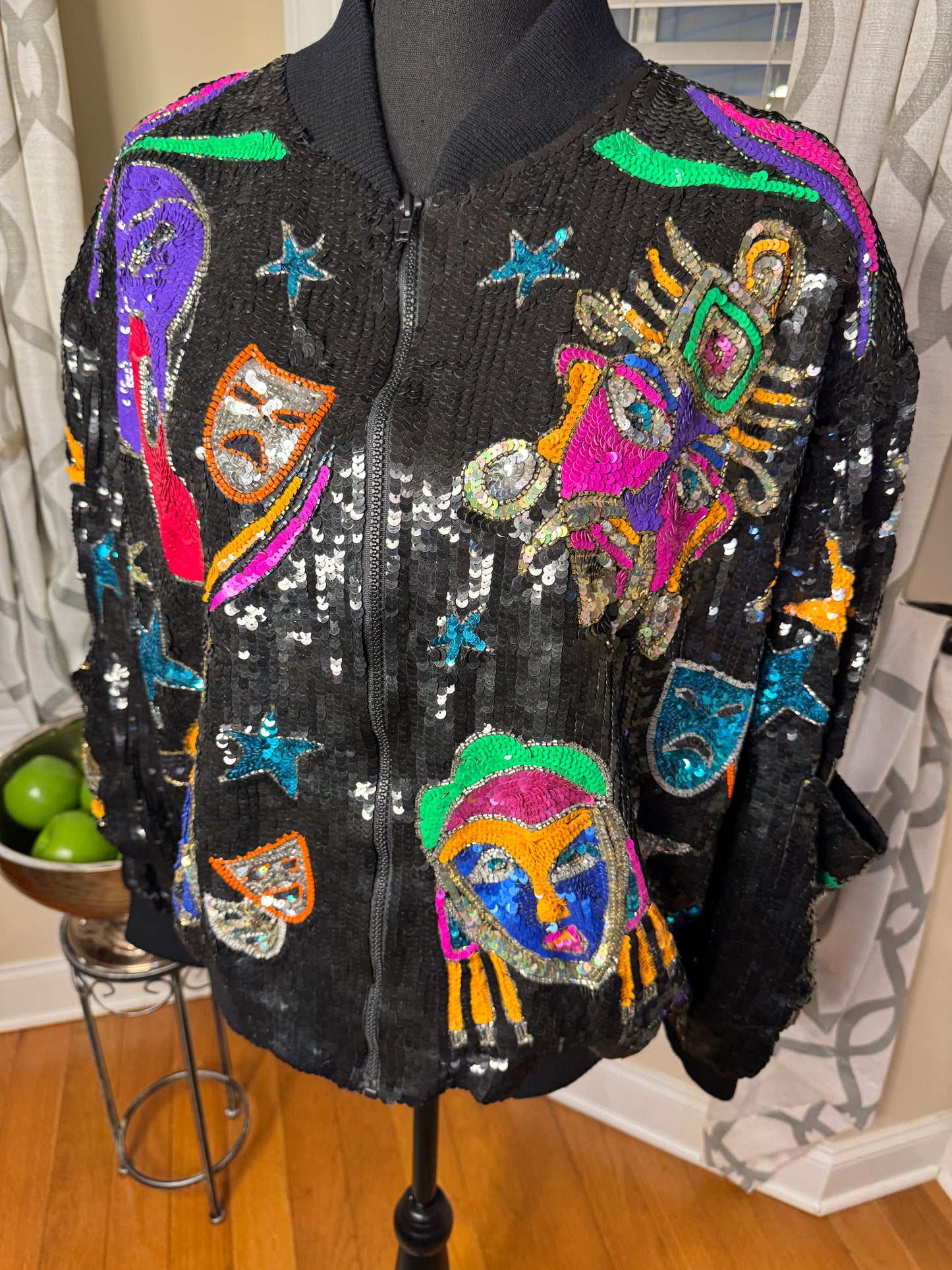 Vtg Sequin Bomber