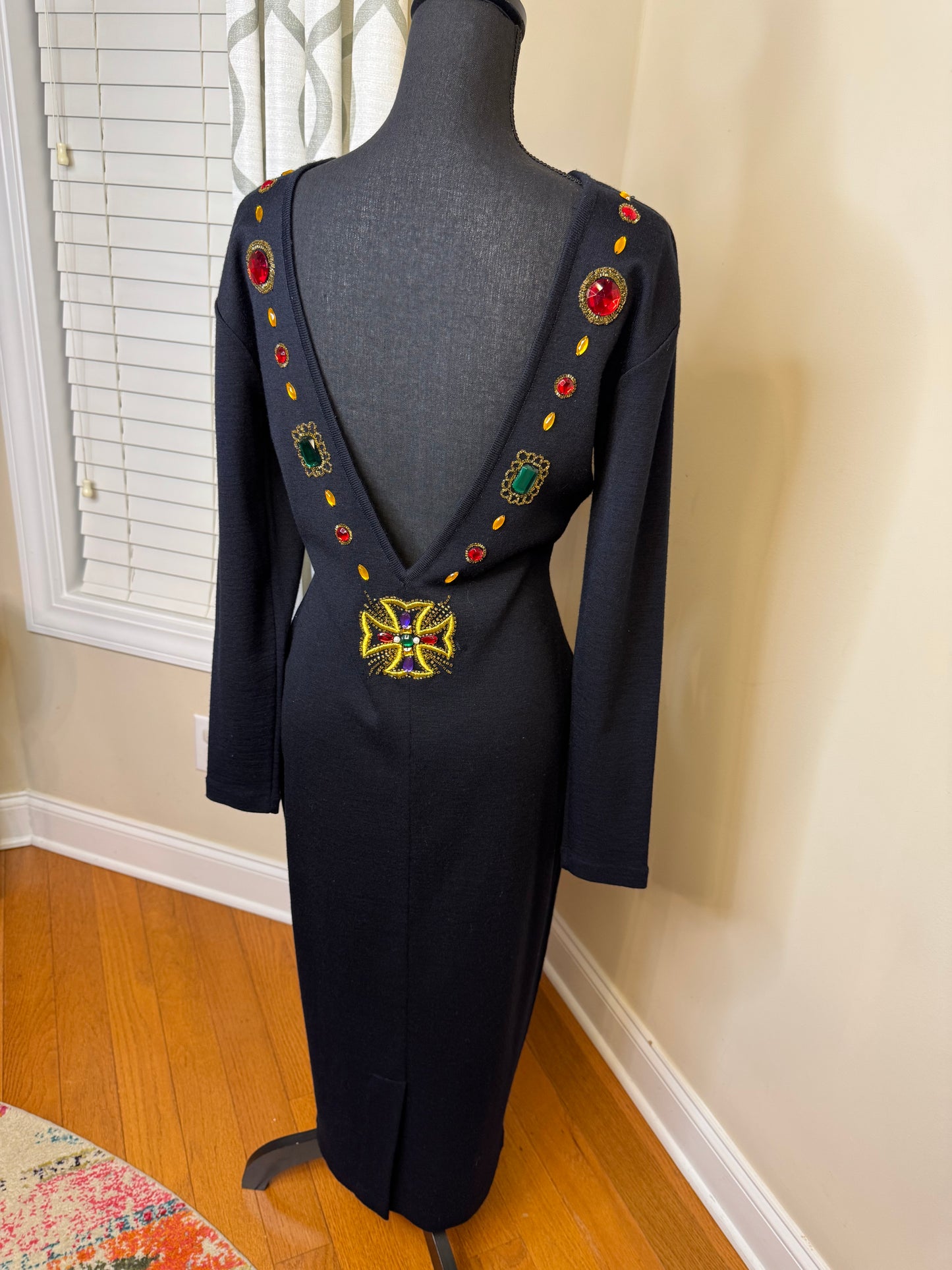 Vtg 80s/90s Fusion Bejeweled Knit Dress