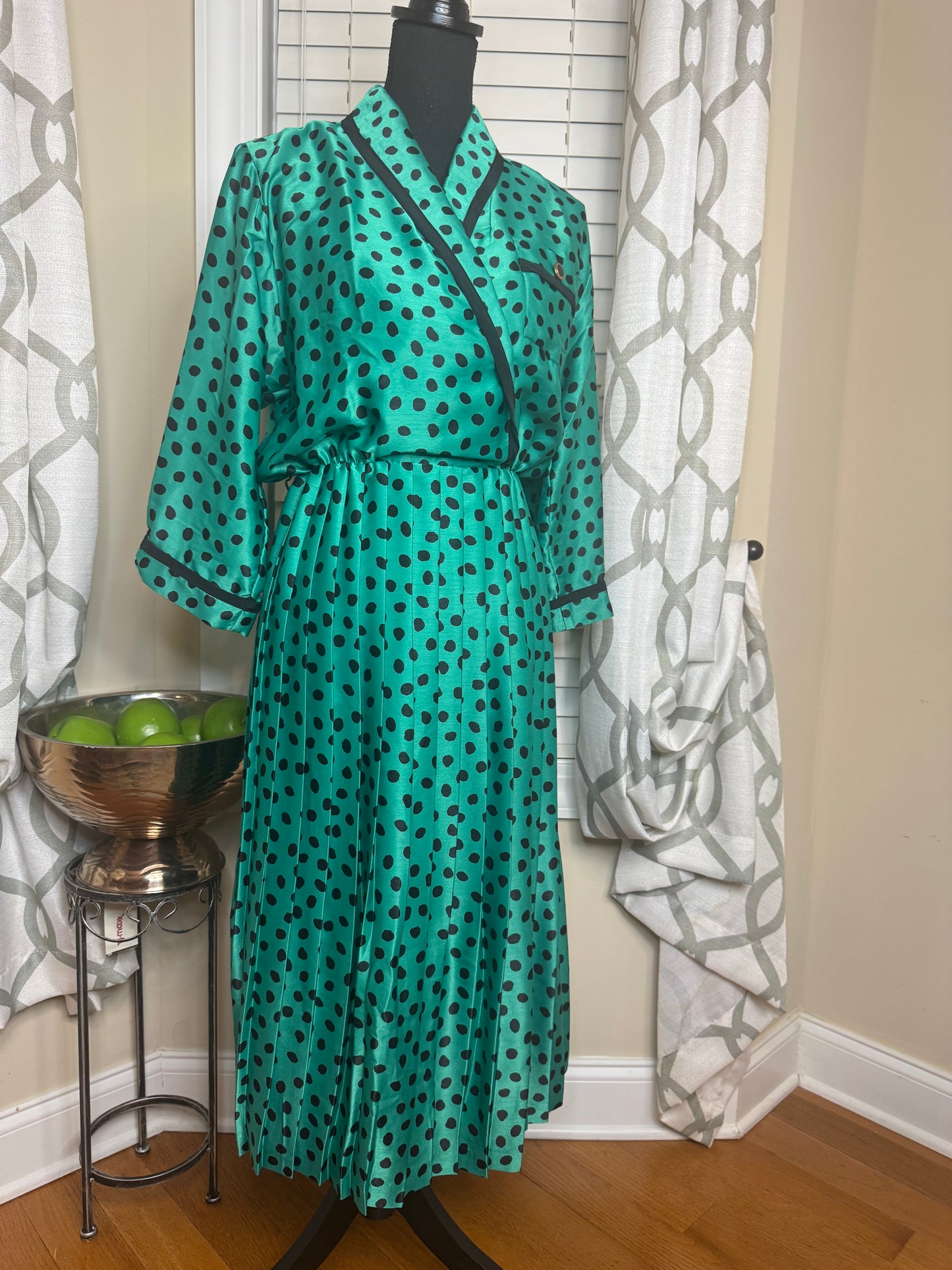 Vintage Polka Dot Pleated Dress