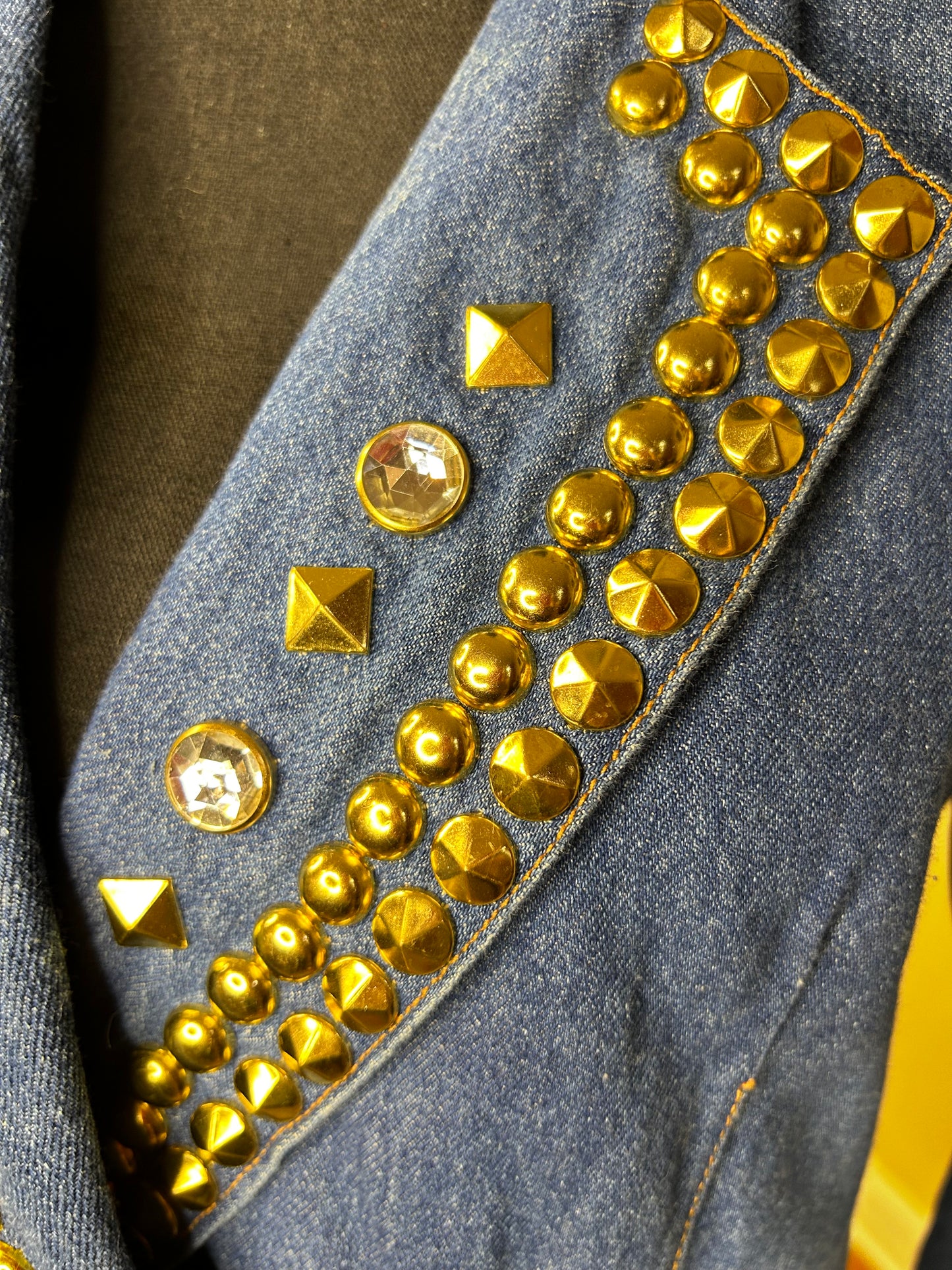 Marilyn of California Bejeweled and Studded Denim Blazer