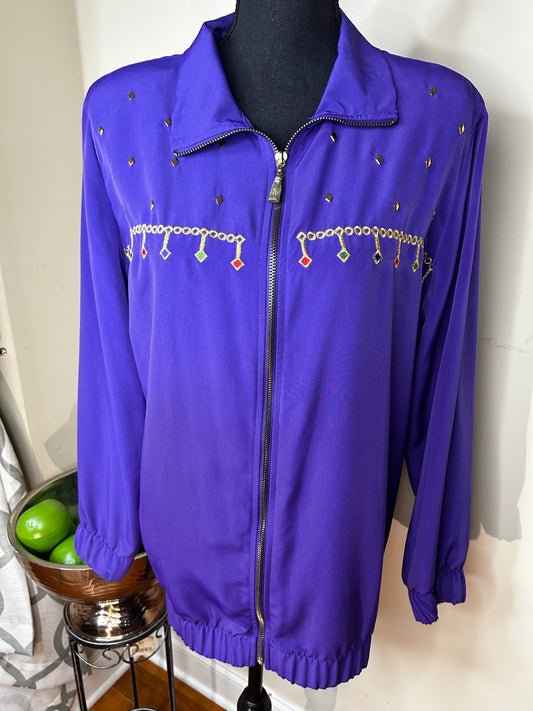 Silver Threads Embroidered and Studded Vintage Bomber
