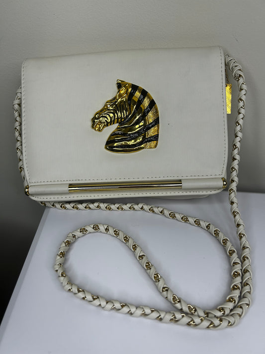 Vtg Nima Crossbody Gold Horse Emblem Purse