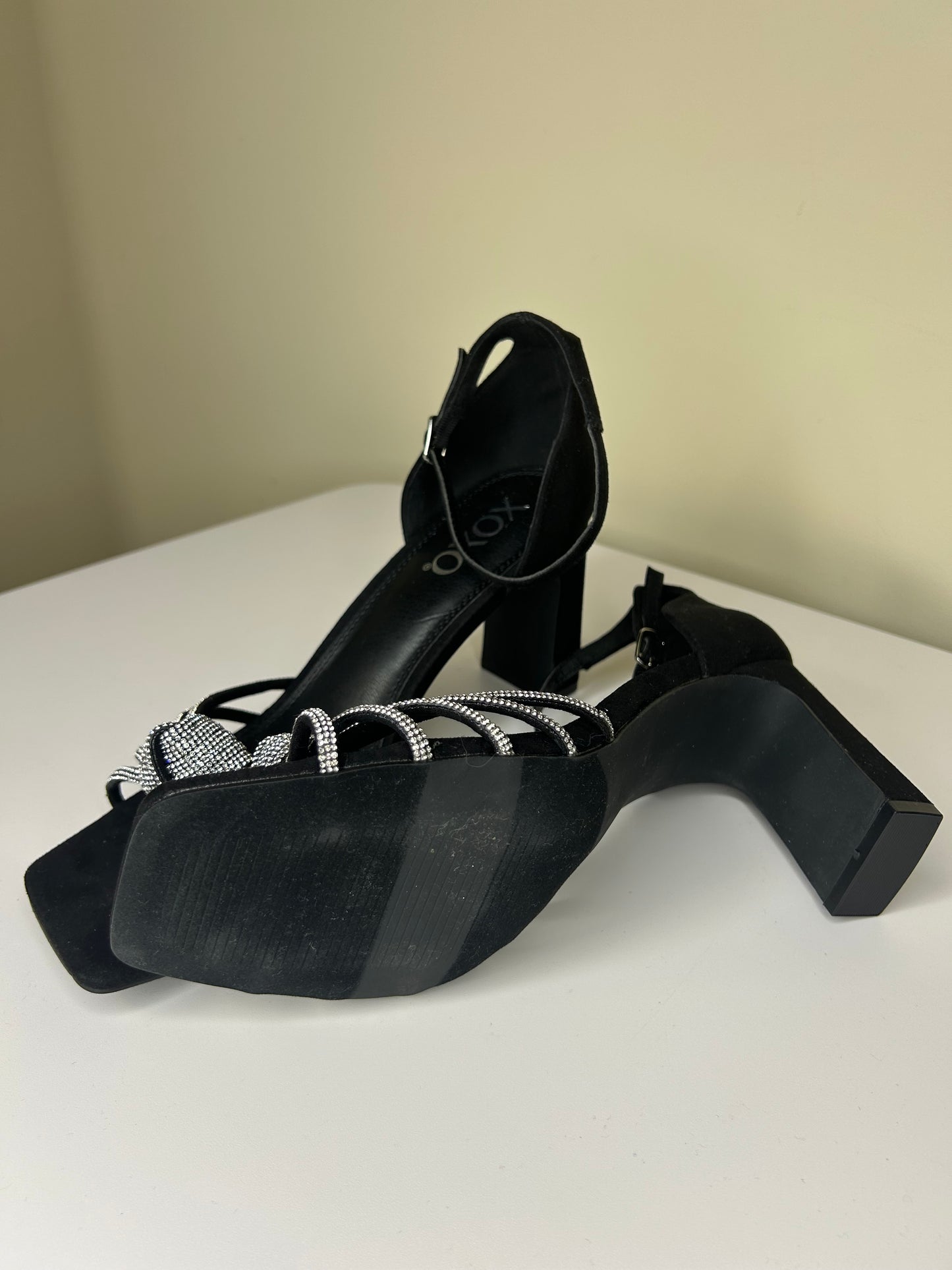 XOXO Suede and Sequin Adorned Heels