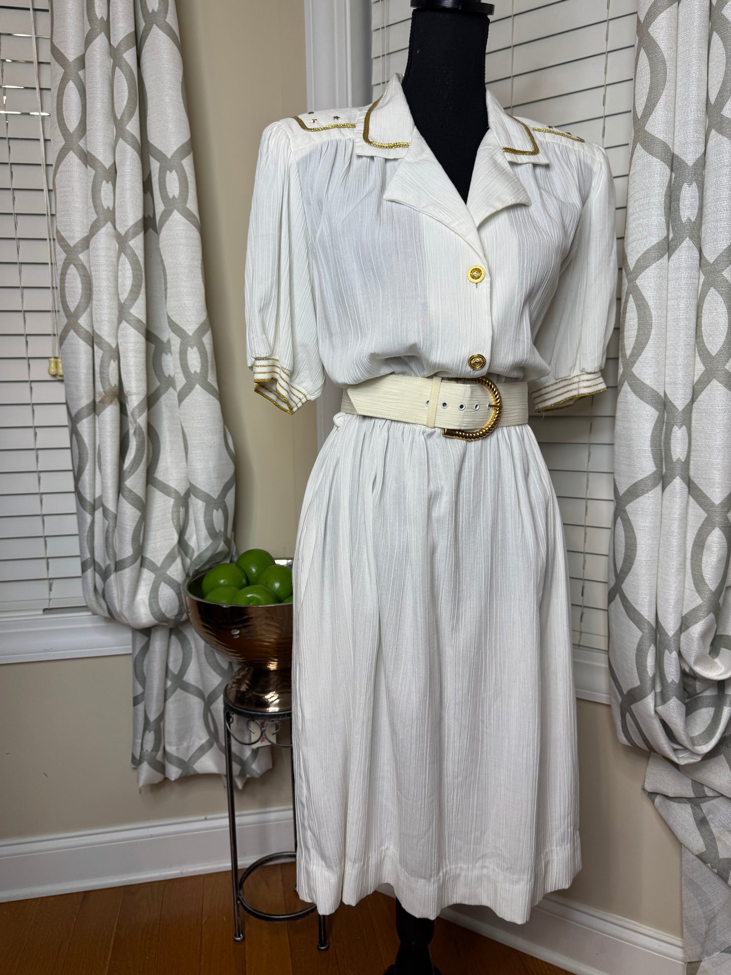 Vintage Popovitch Nautical Themed Dress with Belt