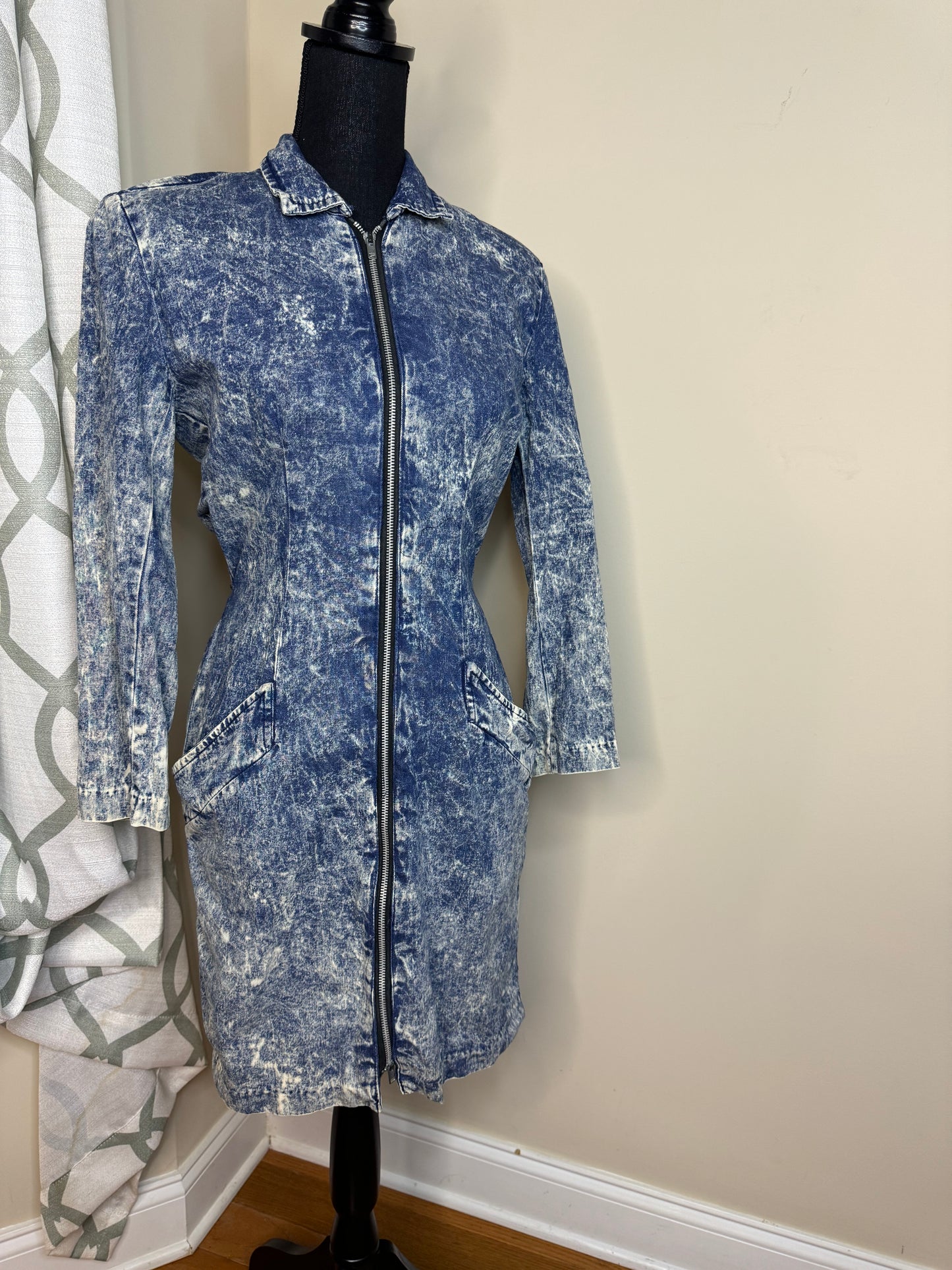 PG Collections Vintage 80s Acid Wash Denim Dress