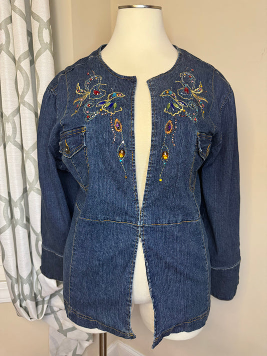 Denim 24/7 Bejeweled and Embroidered Plus Size Jacket