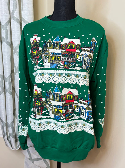 Christmas on Main Street Vtg 90s Sweatshirt