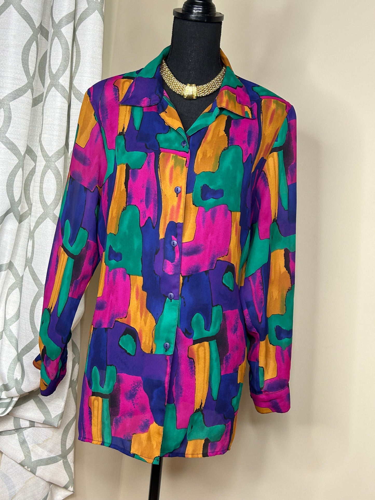 Vintage Notations Abstract Print Blouse