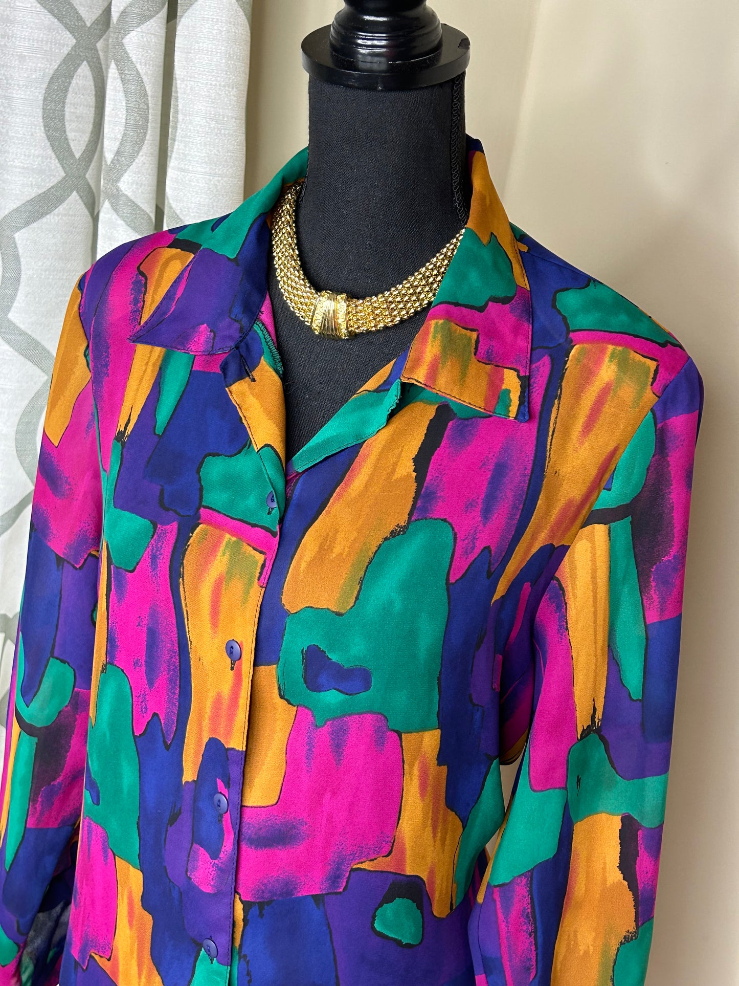 Vintage Notations Abstract Print Blouse
