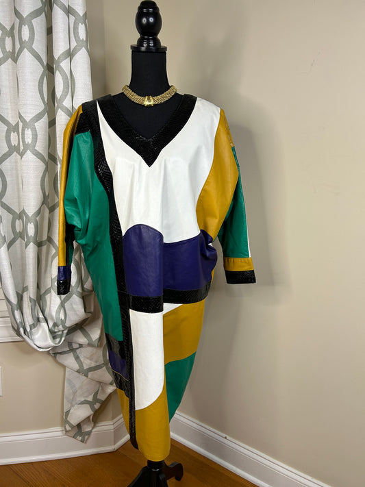 EREZ Colorblock Leather Dress