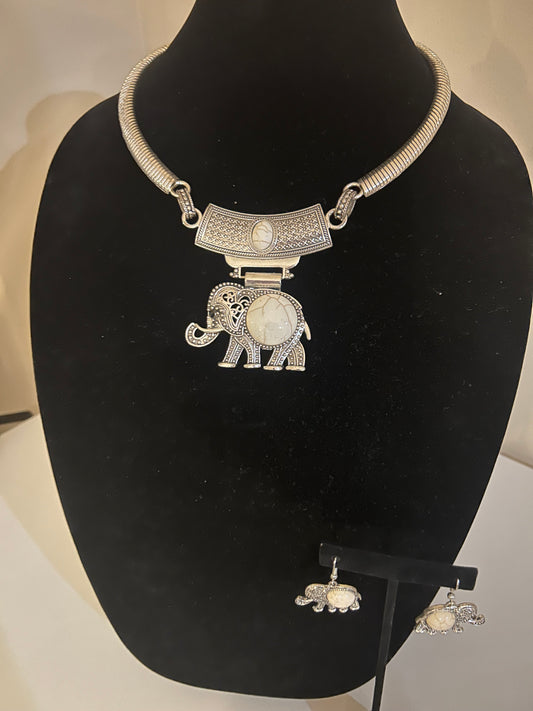 Elephant Necklace and Earring Set