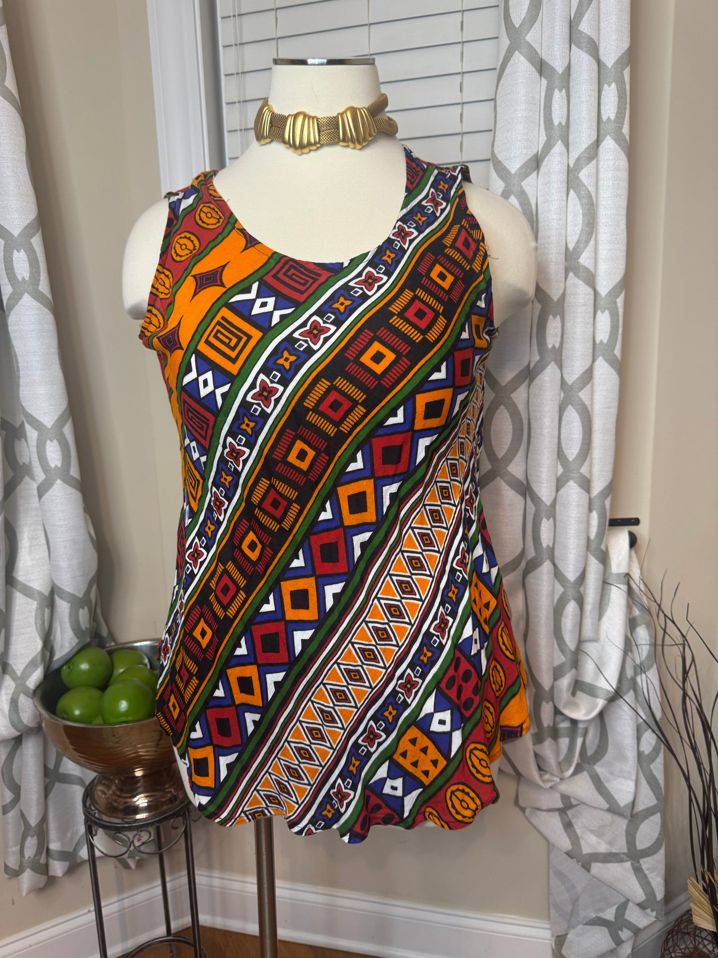 Vintage Abstract Print Tank Top