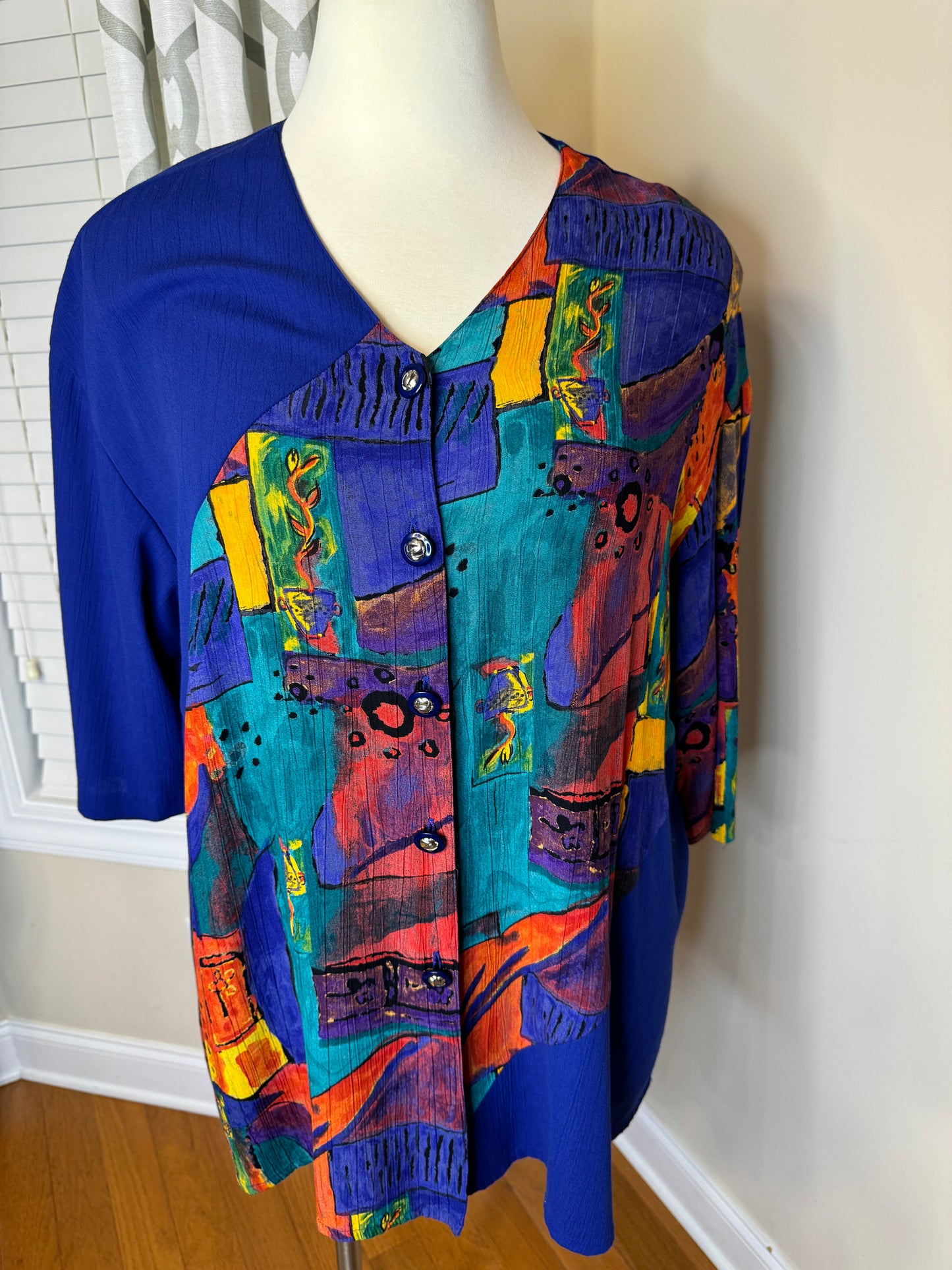 Vtg Abstract Print Plus Size Shirt