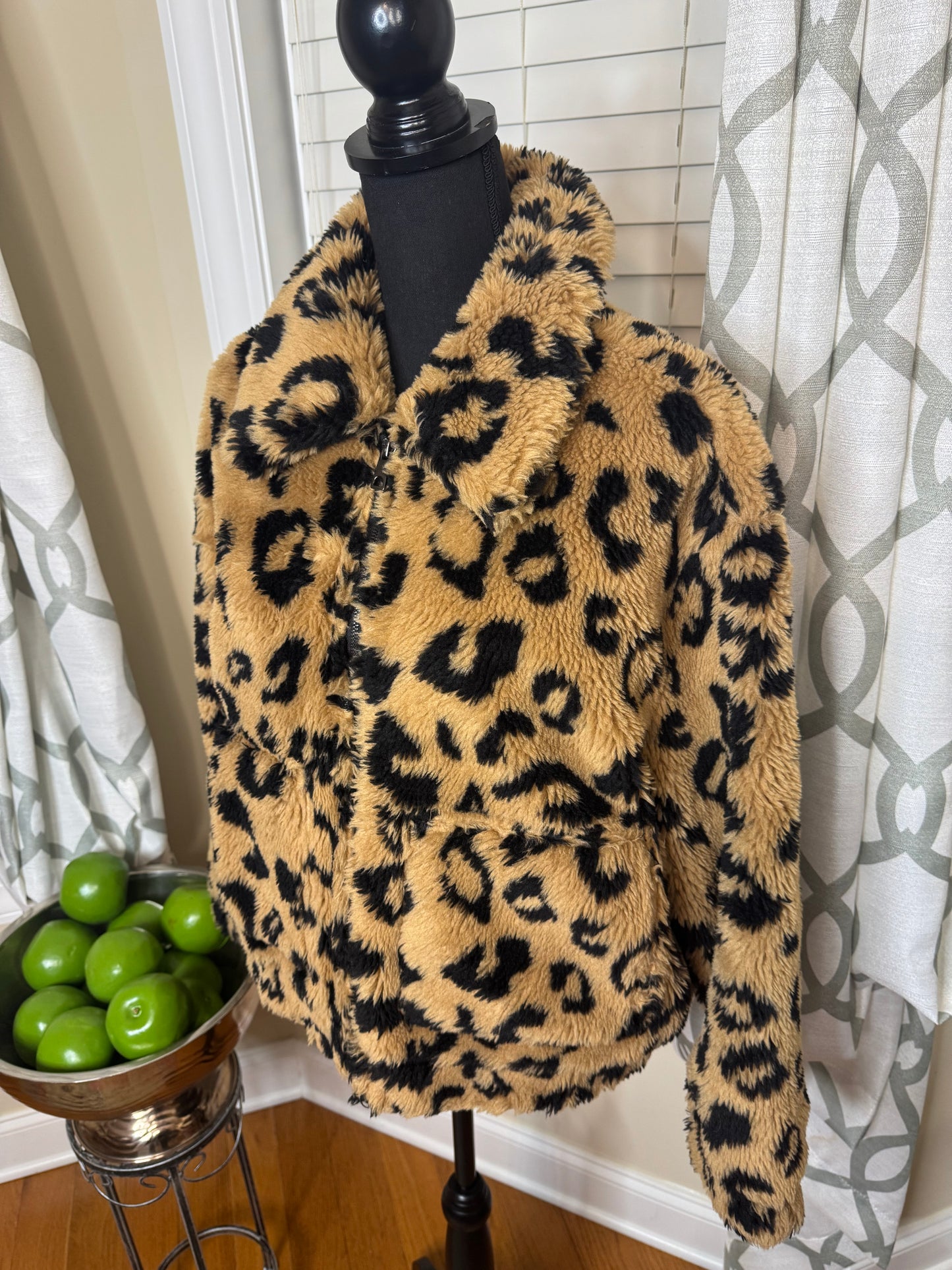 Bagatelle NYC Animal Print Faux Fur Bomber Jacket