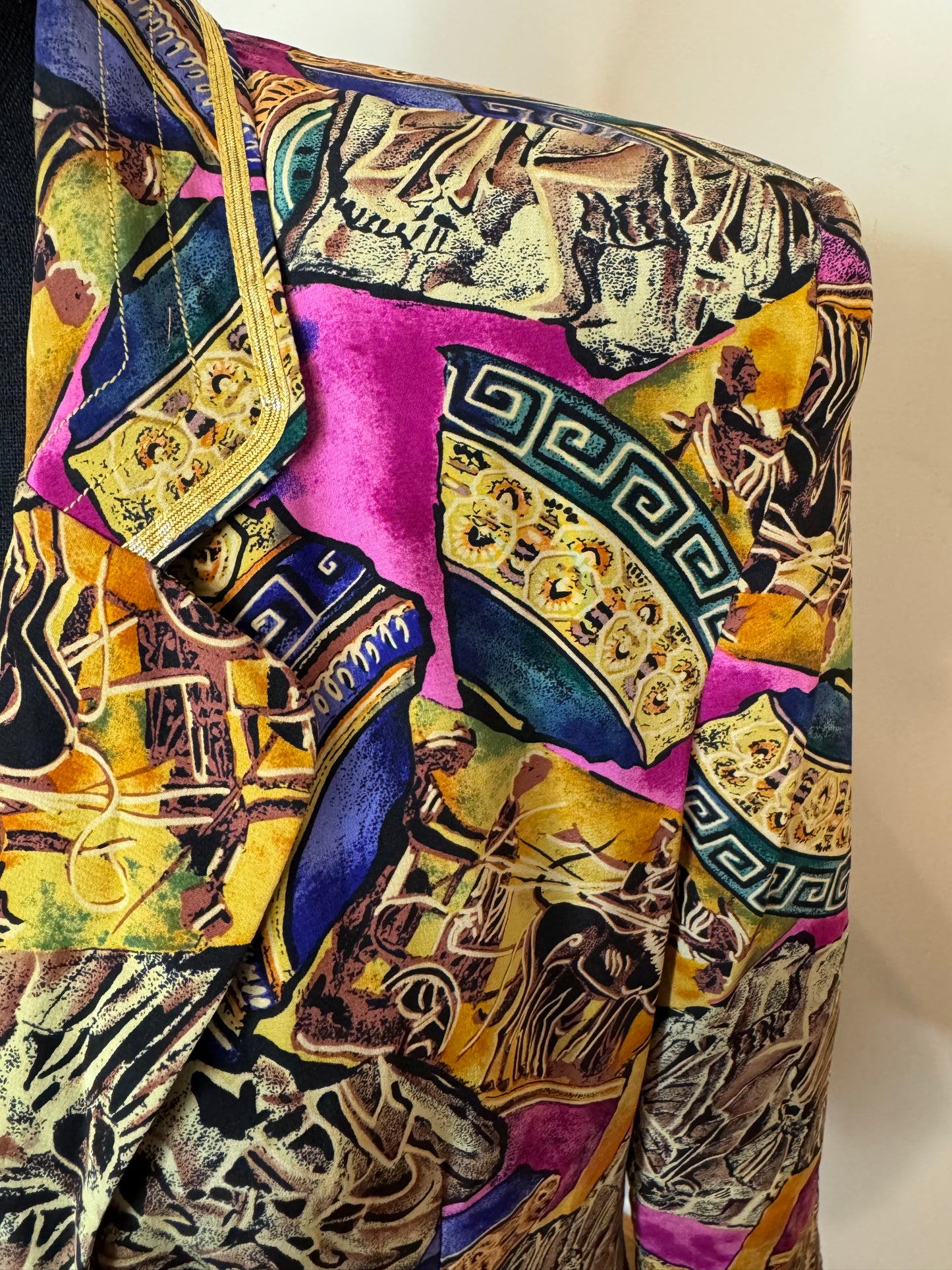 Vintage Abstract Print Blazer