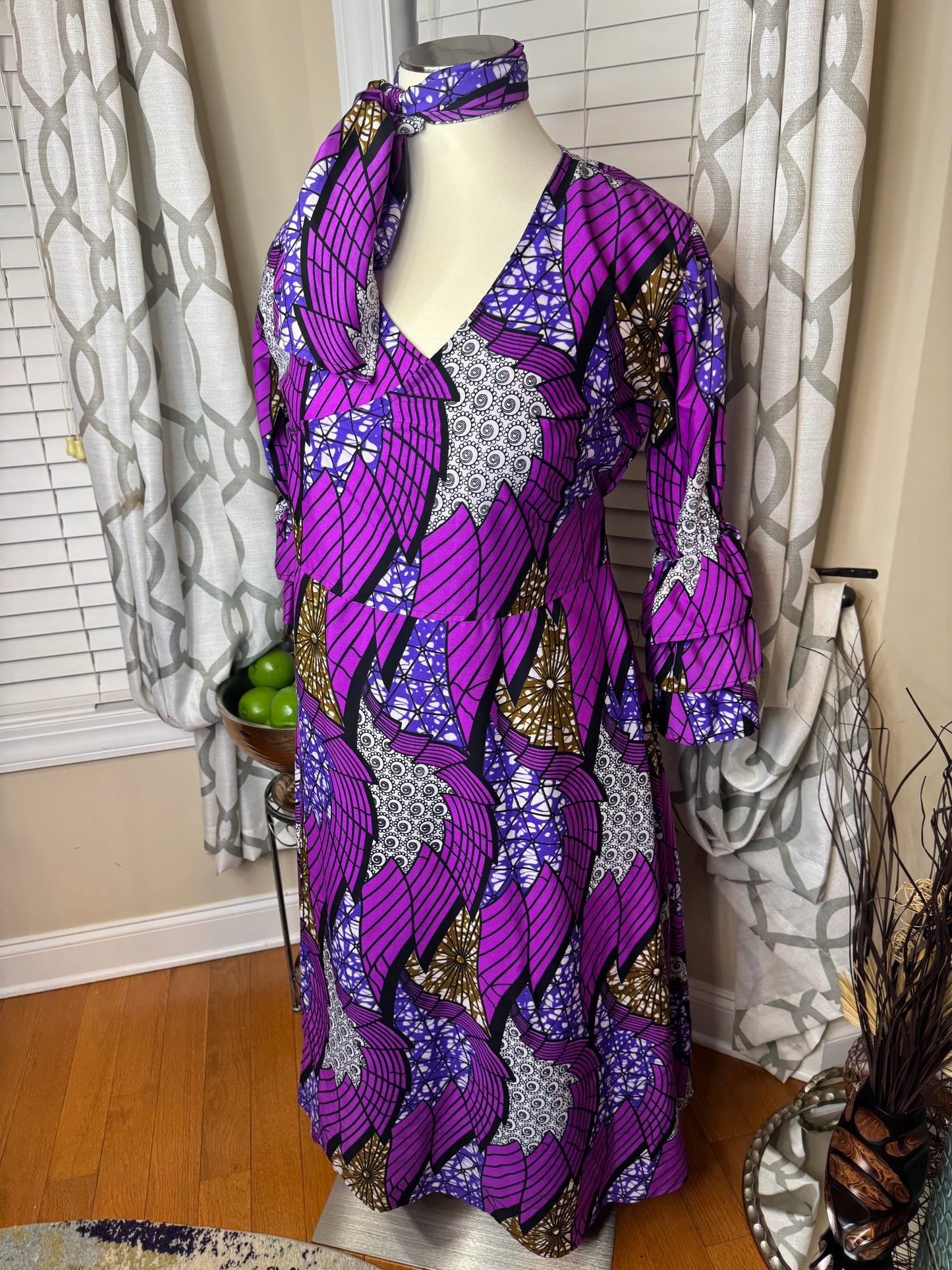 Ethnic Peint Dress with Head-wrap