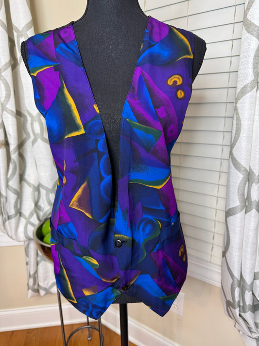 Vintage Lattitudes Abstract Print Vest