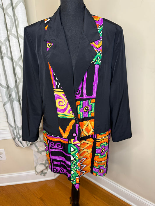 Pierre Lamonte Abstract Print Vintage Blazer