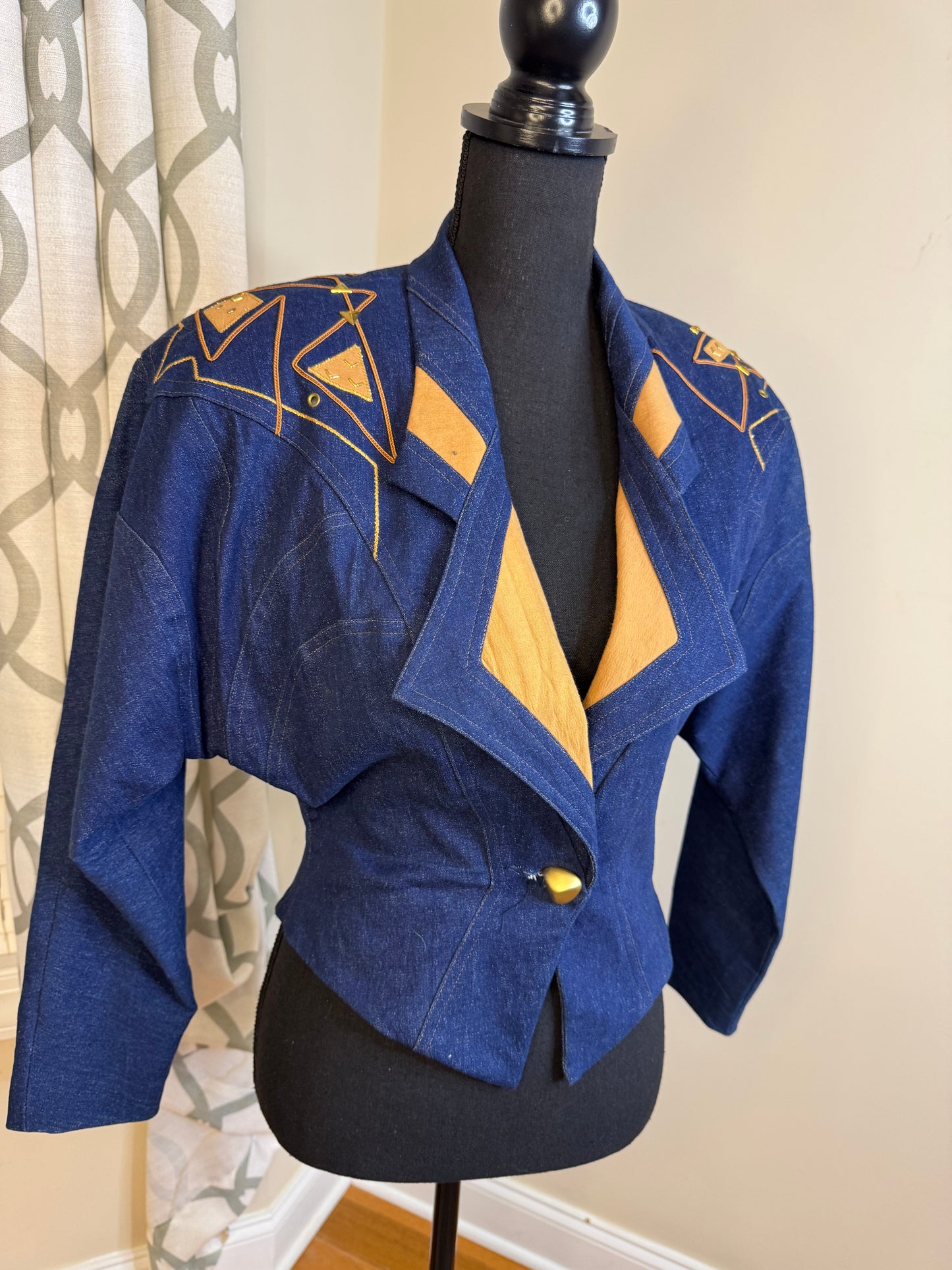 KATSAI Sports Embellished and Embroidered Denim Blazer